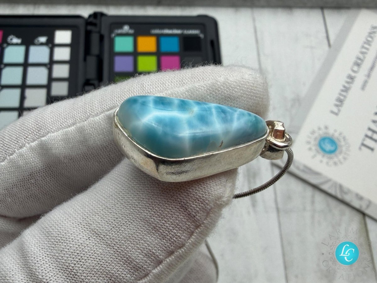 AAAA Larimar Teardrop Pendant silver - Larimar Creations