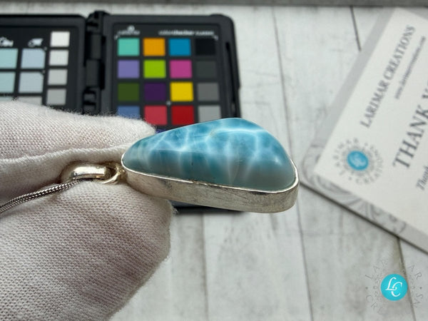 AAAA Larimar Teardrop Pendant silver - Larimar Creations