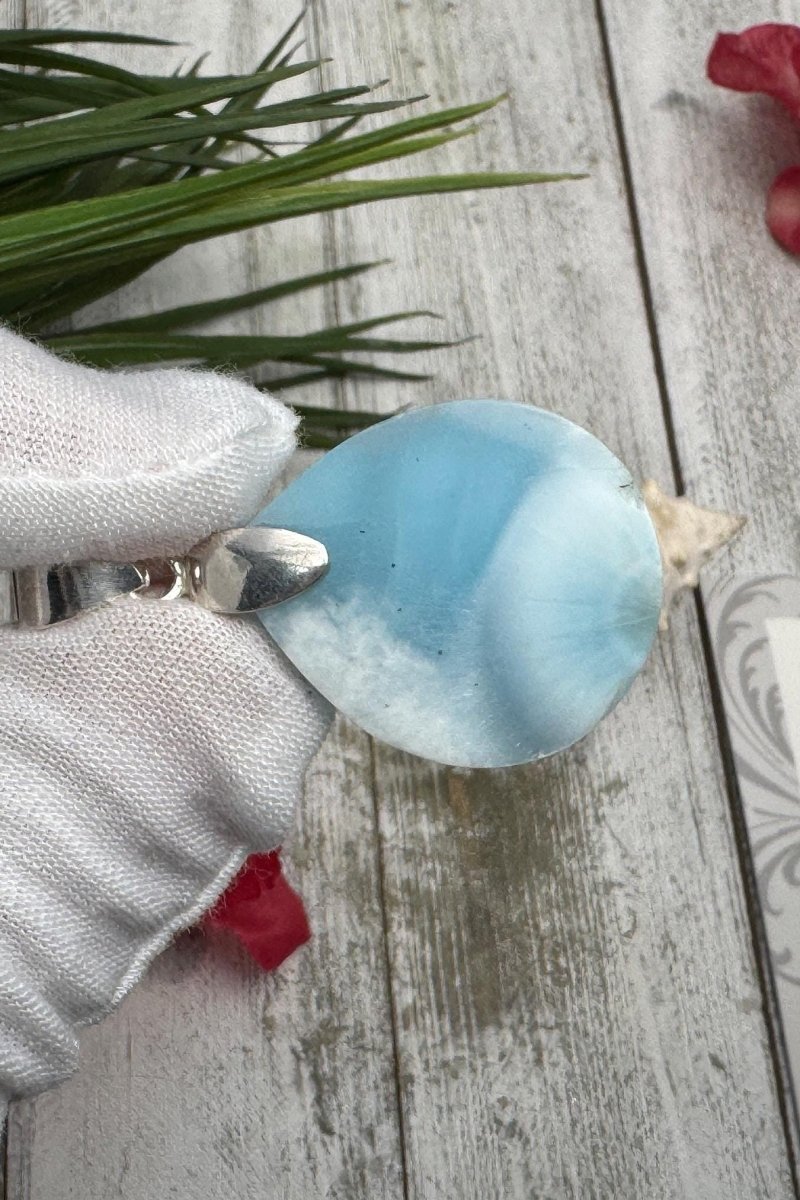 AAAA Super Larimar Cabochon Dominican Teardrop - Larimar Creations