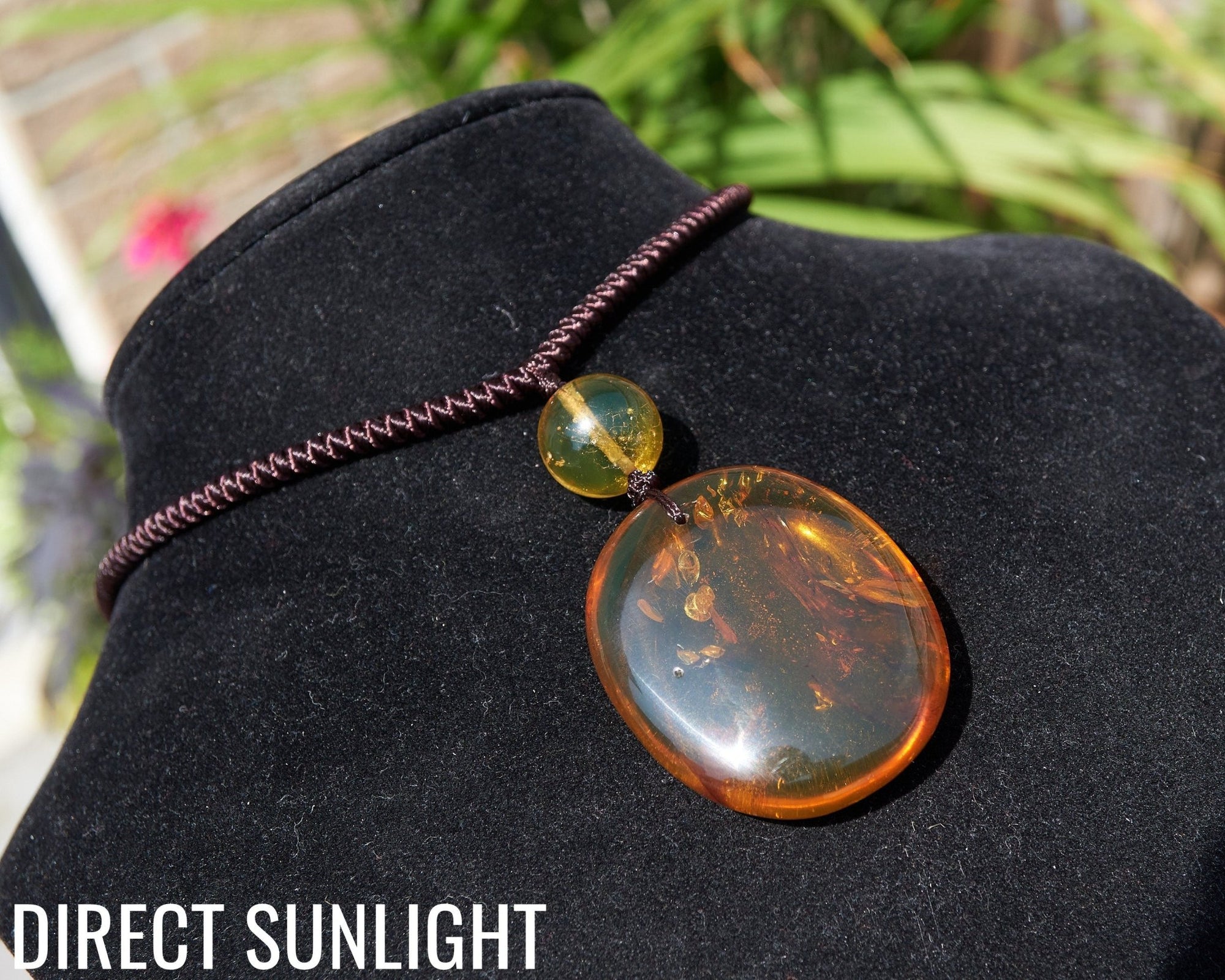 Amber Dominican Green Necklace round shape adjustable choker - Larimar Creations