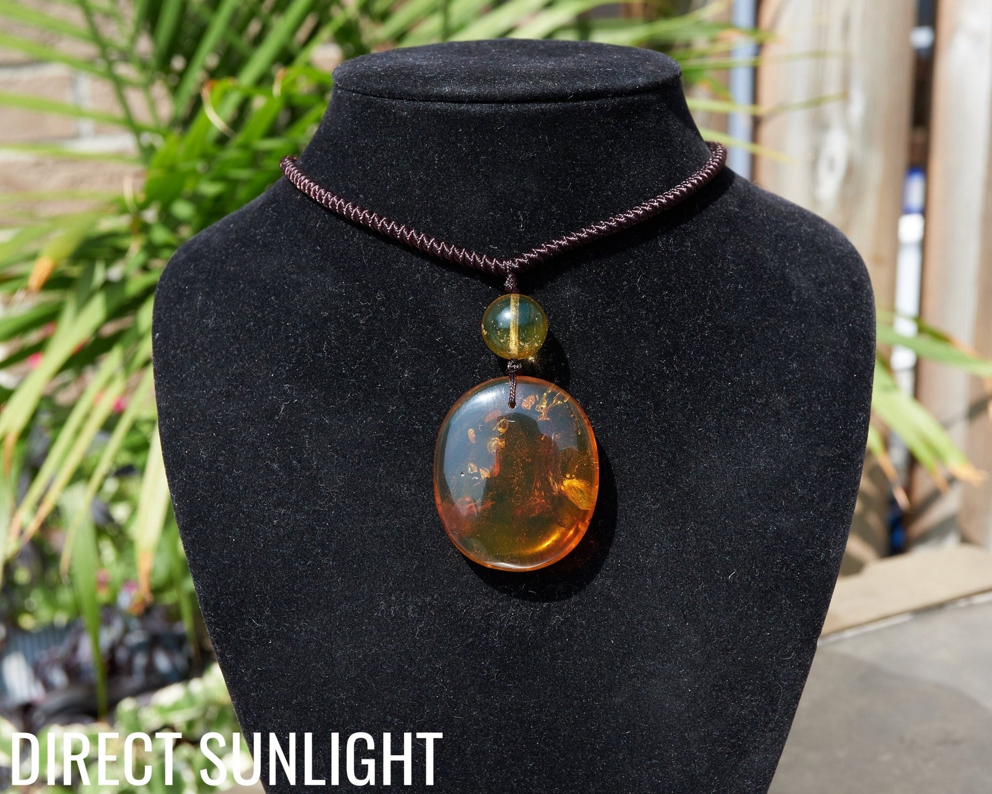 Amber Dominican Green Necklace round shape adjustable choker - Larimar Creations