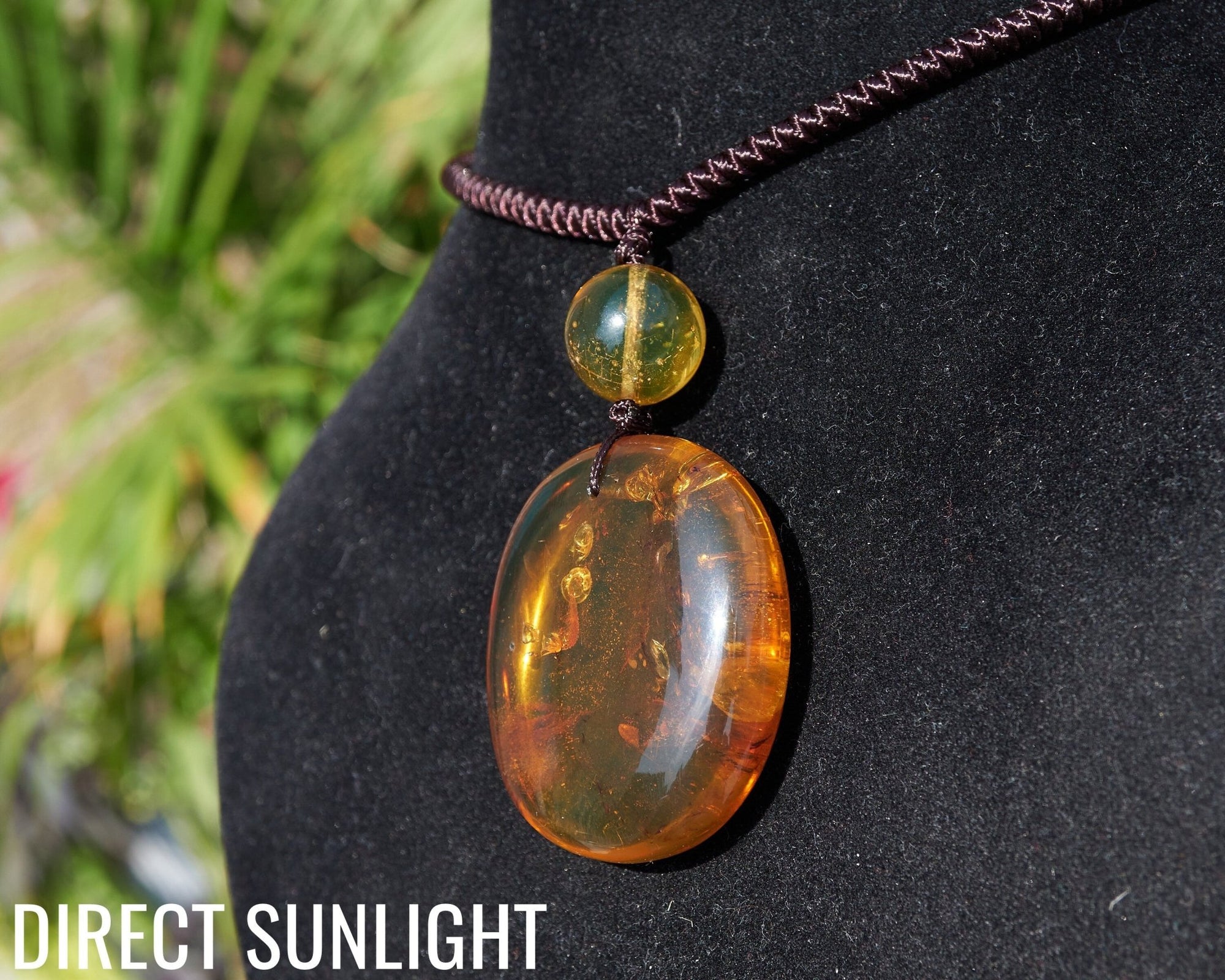 Amber Dominican Green Necklace round shape adjustable choker - Larimar Creations