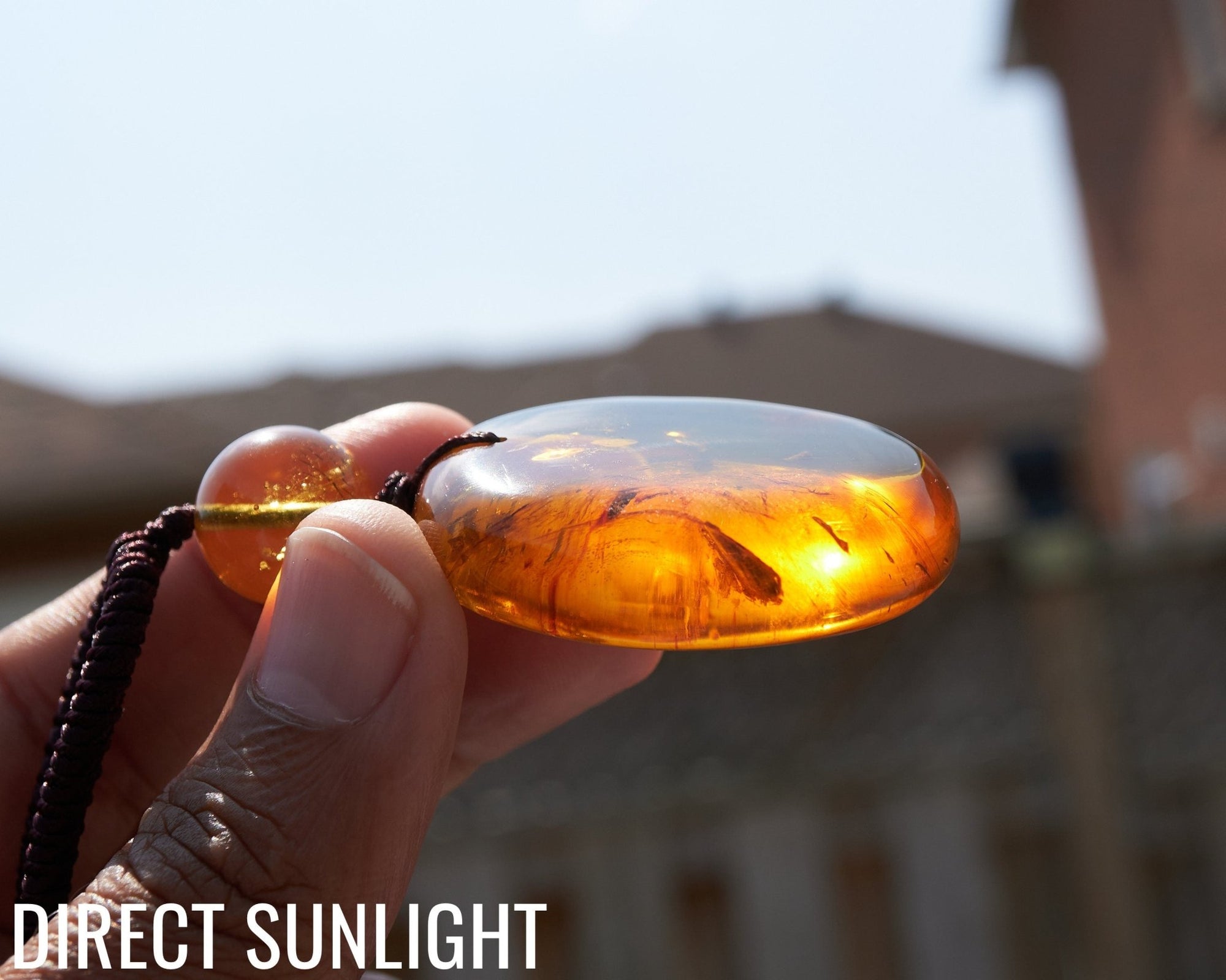 Amber Dominican Green Necklace round shape adjustable choker - Larimar Creations