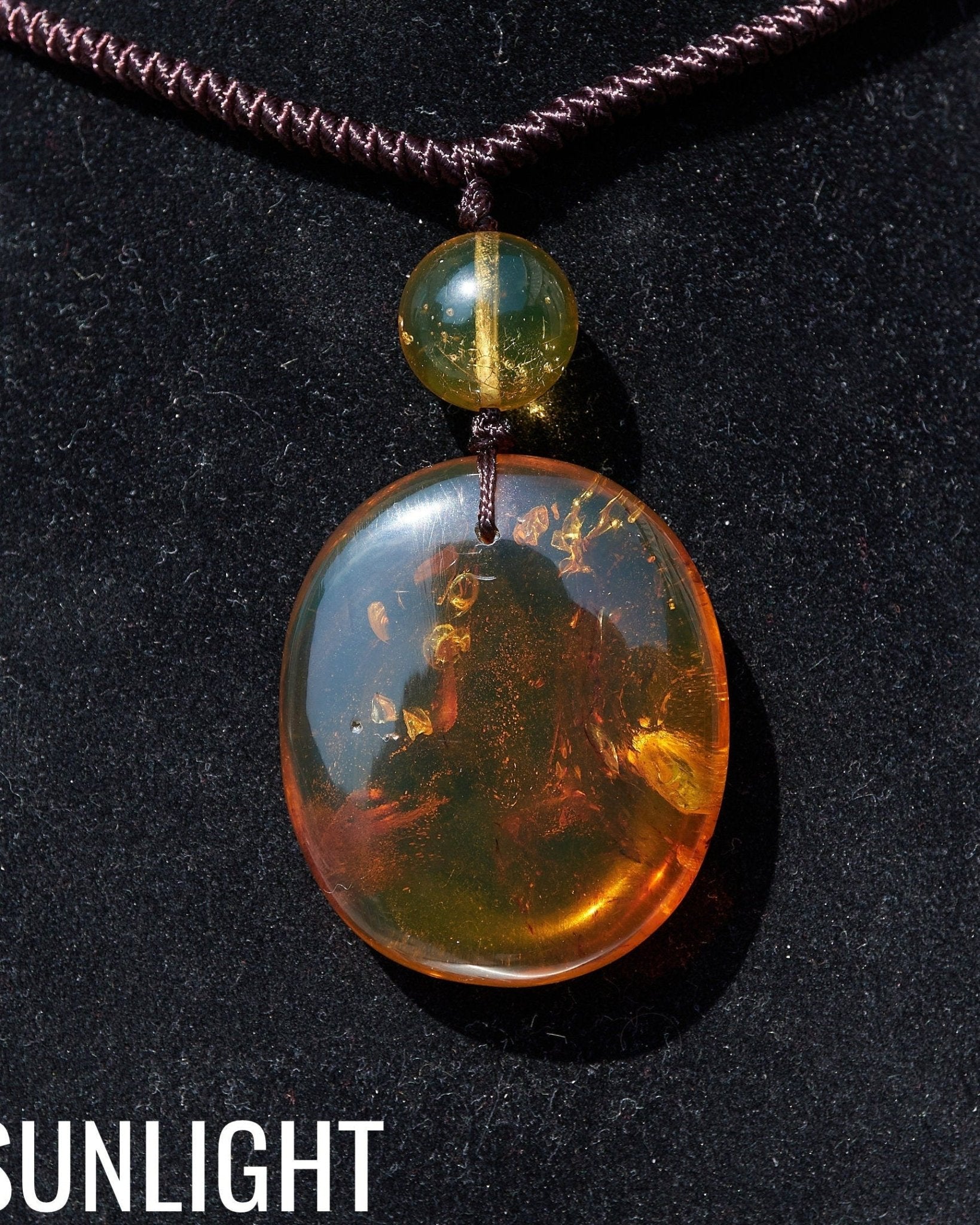 Amber Dominican Green Necklace round shape adjustable choker - Larimar Creations