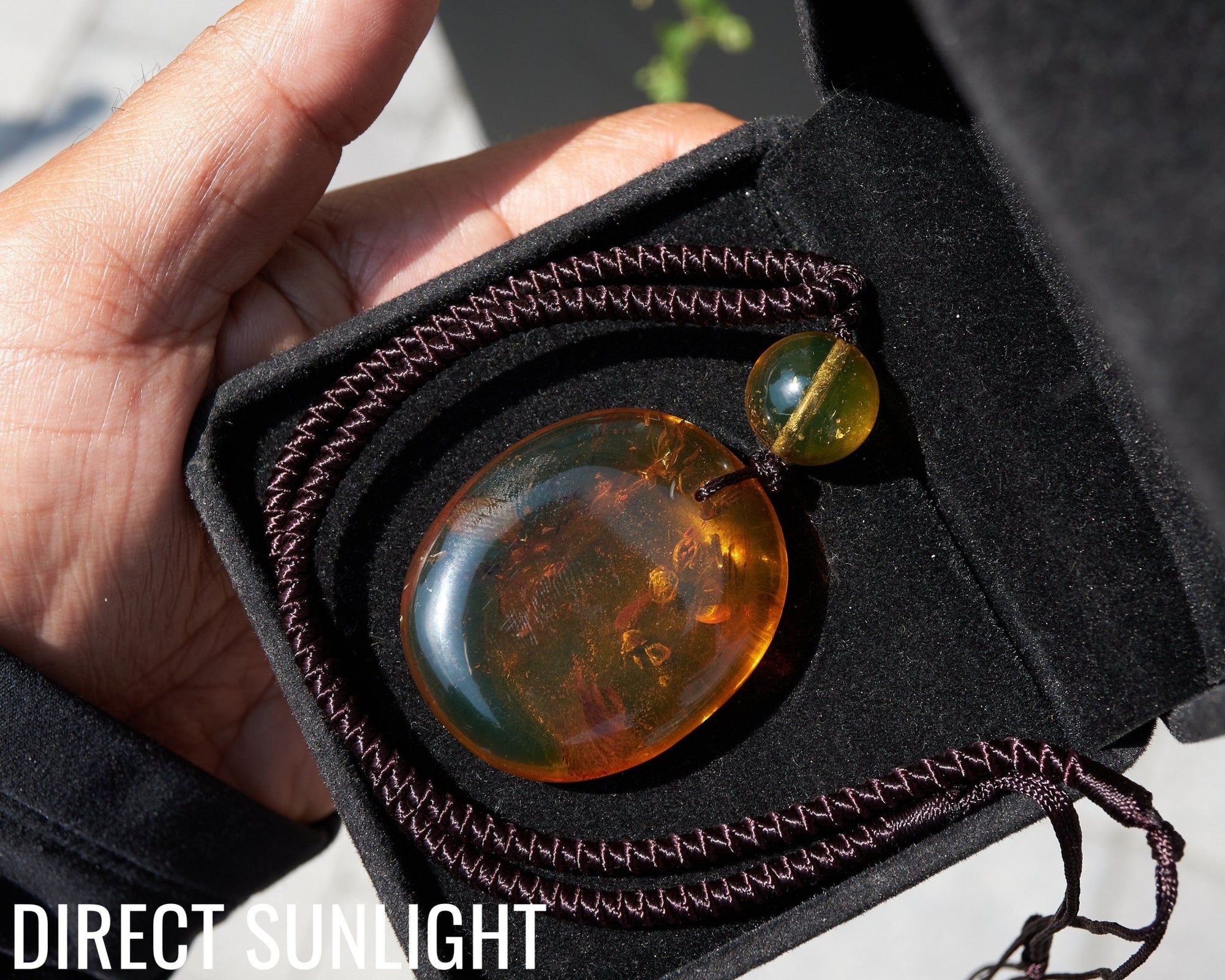 Amber Dominican Green Necklace round shape adjustable choker - Larimar Creations