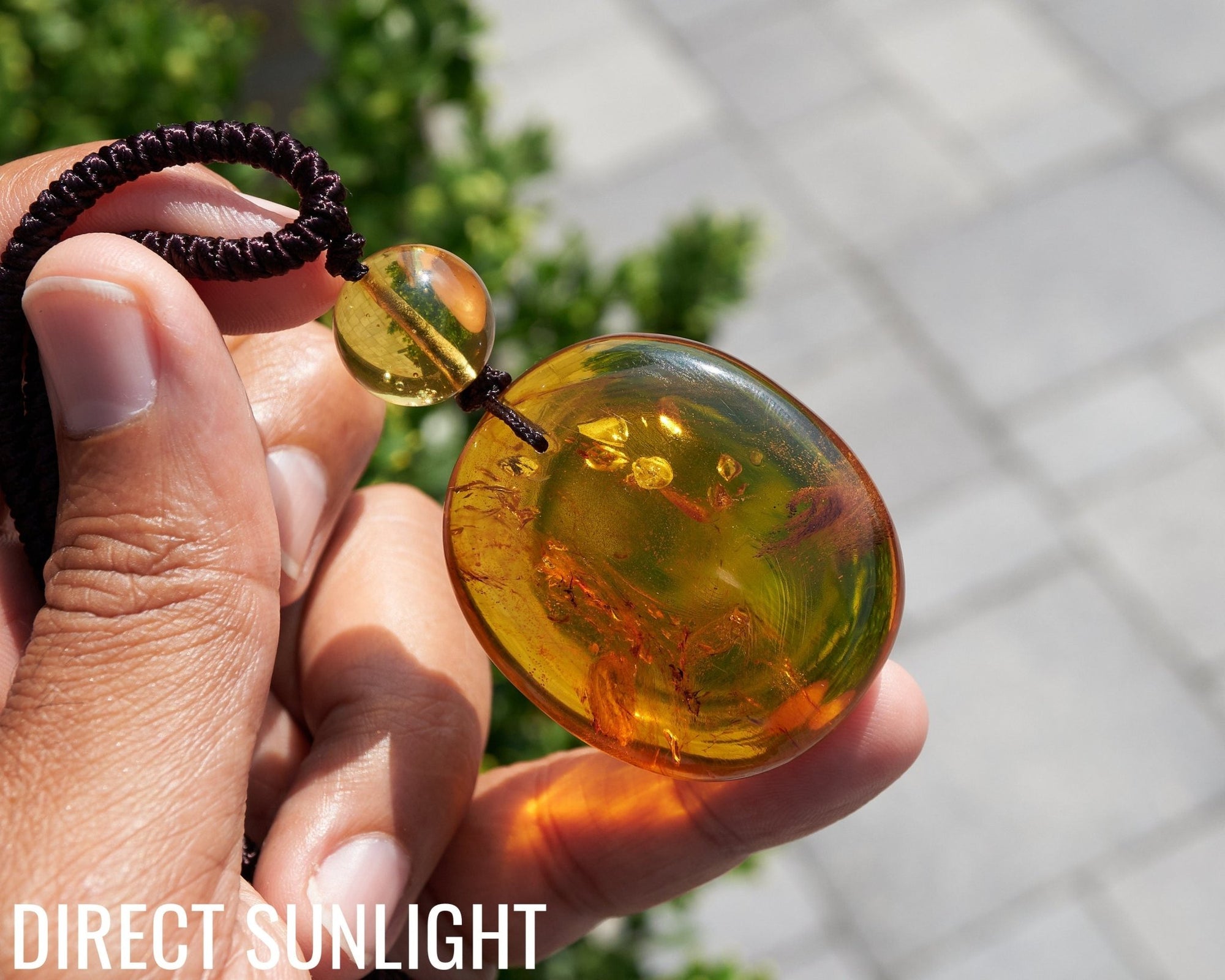 Amber Dominican Green Necklace round shape adjustable choker - Larimar Creations