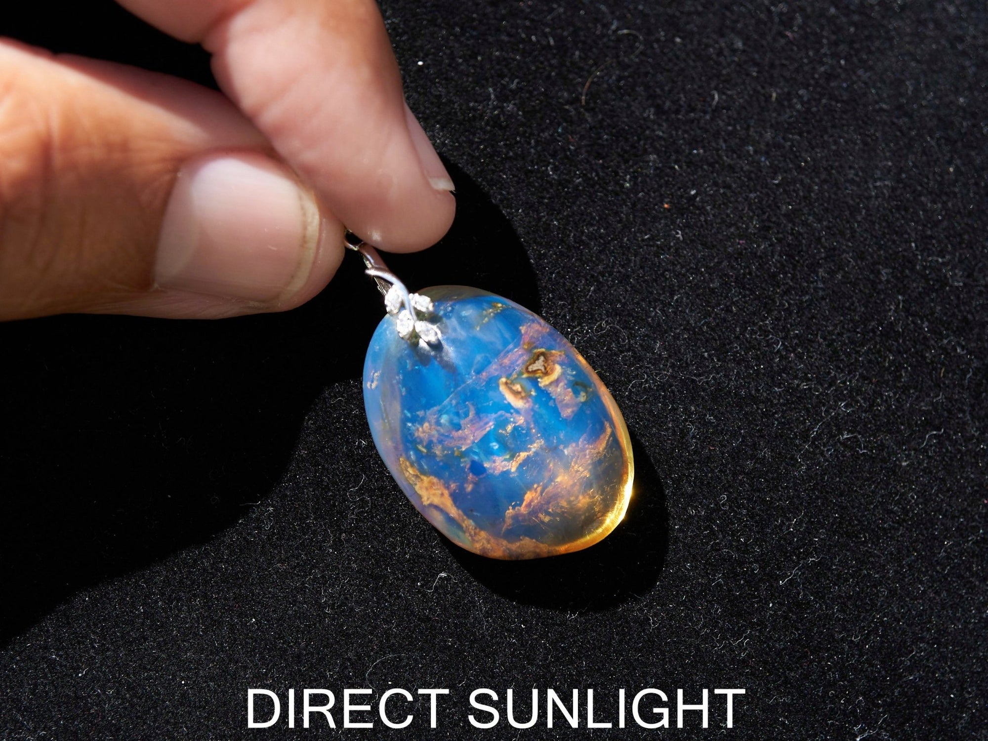 Authentic Blue Amber Dominican Pendant with Bail in 925 Sterling Silver - Larimar Creations