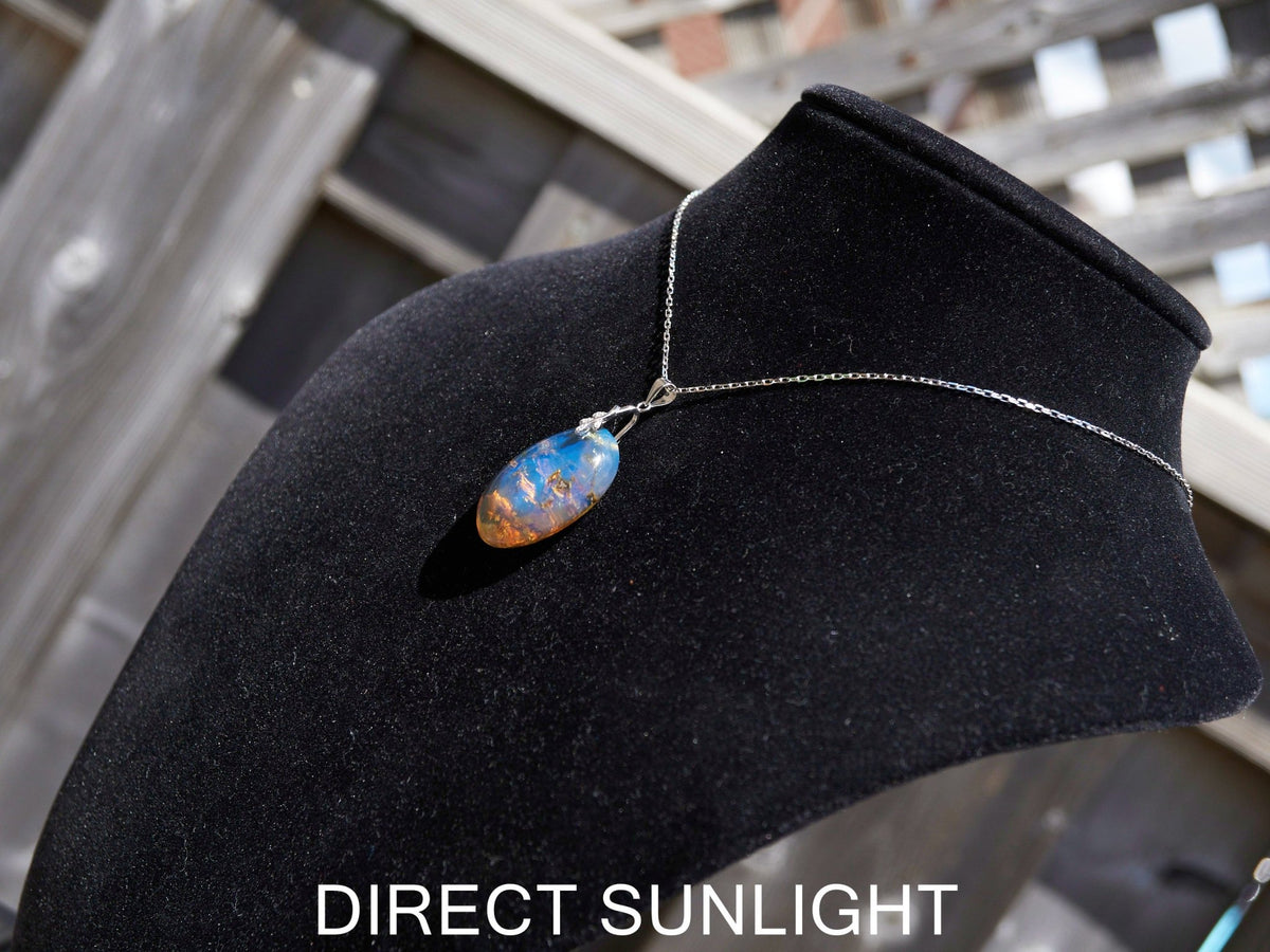 Authentic Blue Amber Dominican Pendant with Bail in 925 Sterling Silver - Larimar Creations