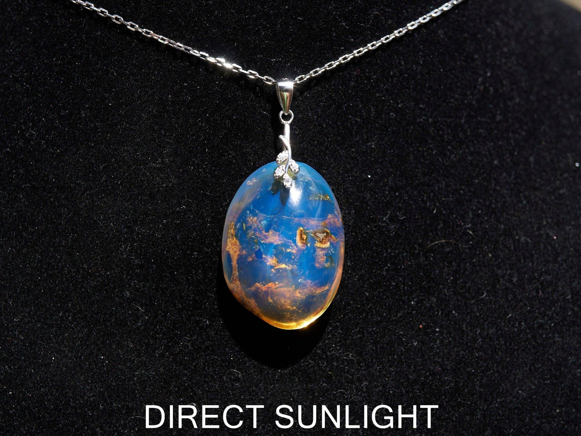 Authentic Blue Amber Dominican Pendant with Bail in 925 Sterling Silver - Larimar Creations
