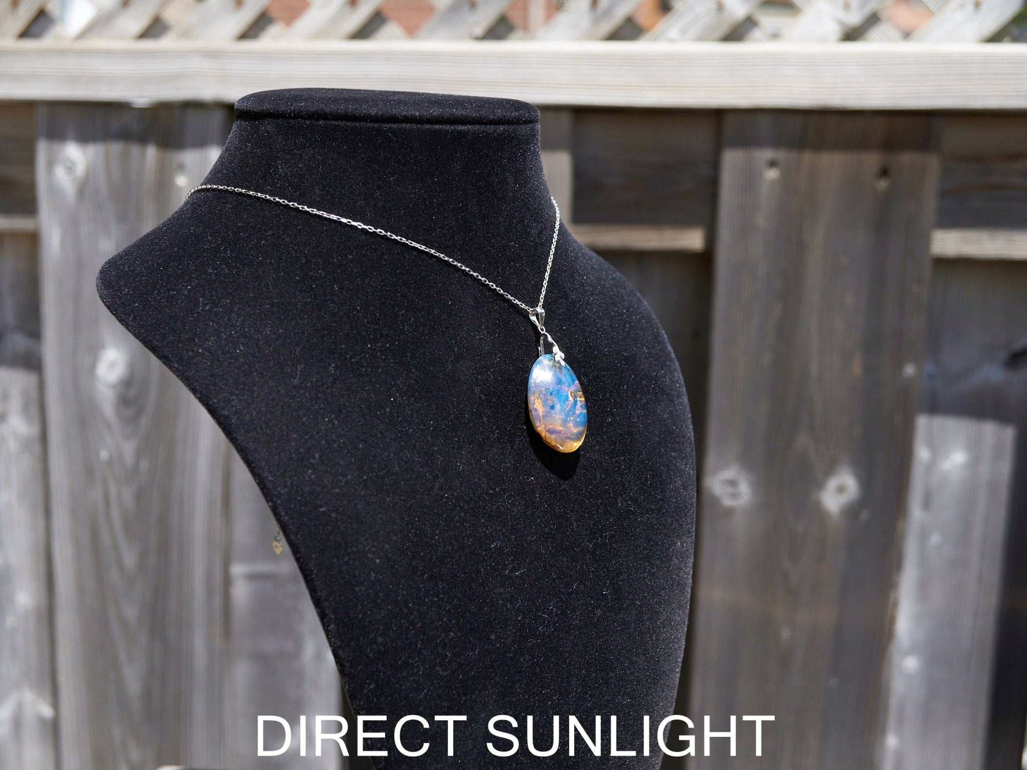 Authentic Blue Amber Dominican Pendant with Bail in 925 Sterling Silver - Larimar Creations