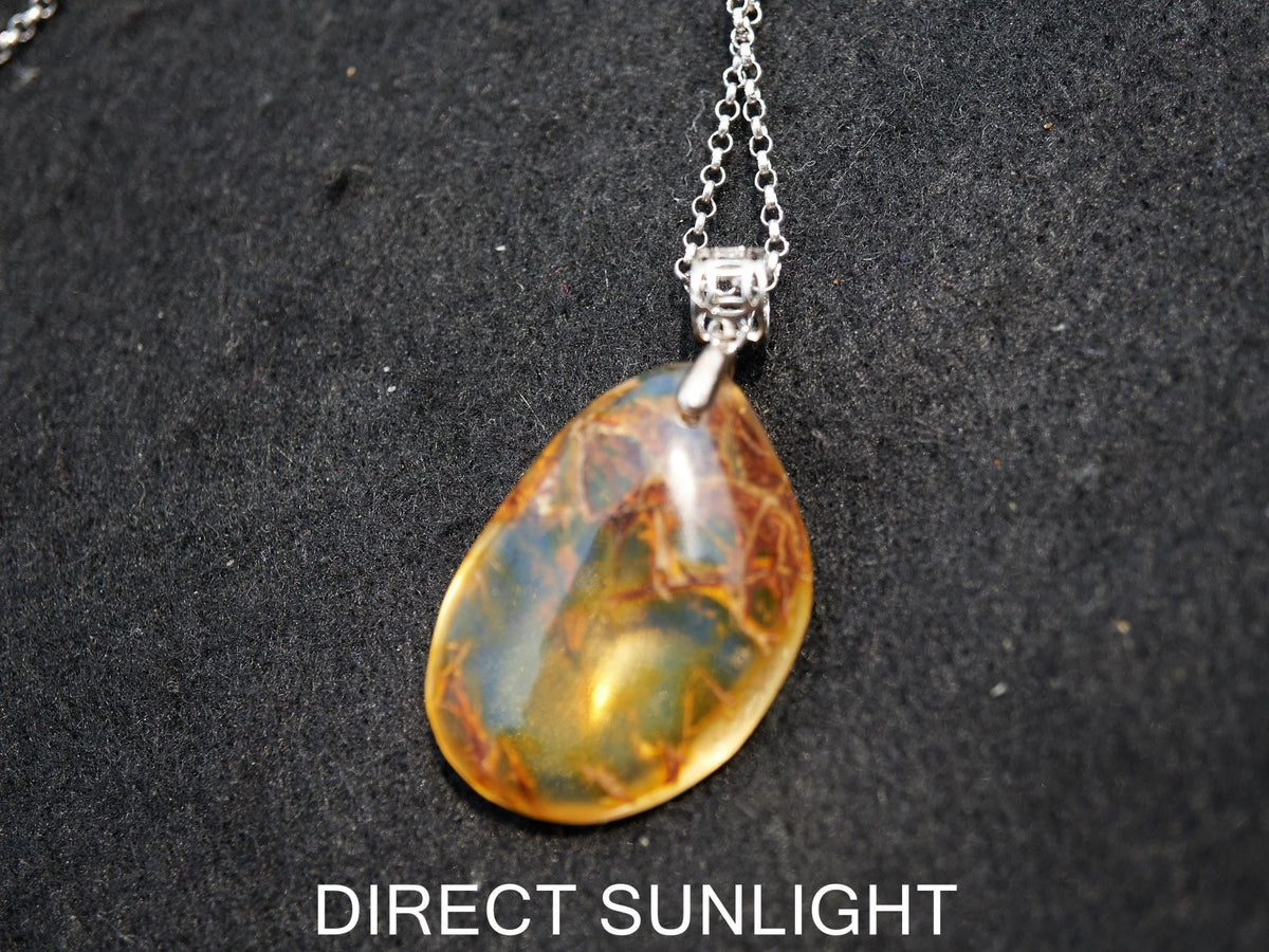Authentic Dominican Blue Amber Carved Cabochon Pendant | 4 g - Larimar Creations