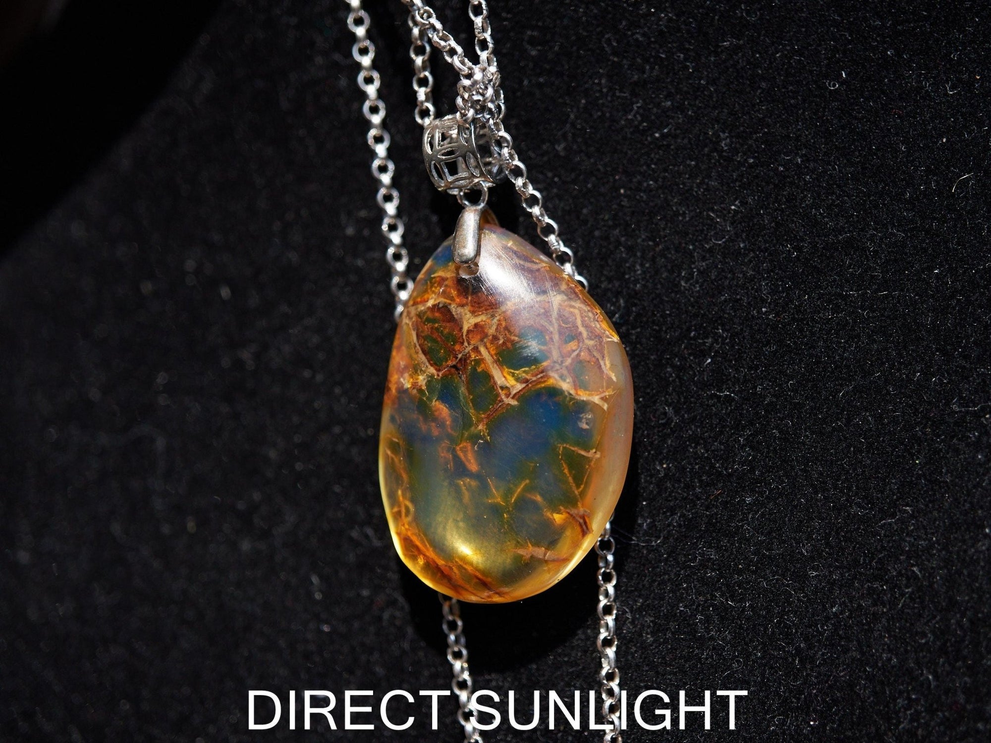 Authentic Dominican Blue Amber Carved Cabochon Pendant | 4 g - Larimar Creations