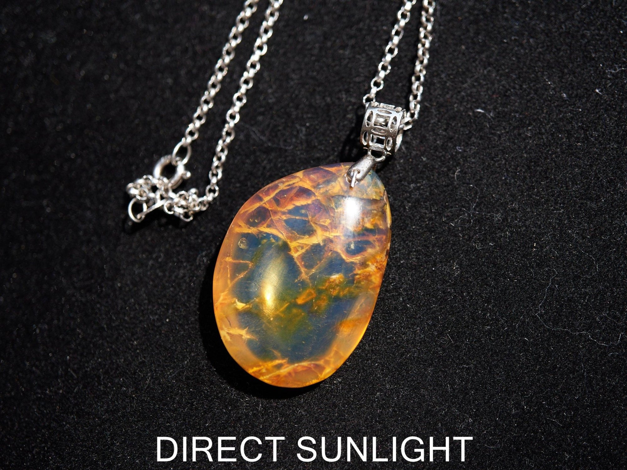 Authentic Dominican Blue Amber Carved Cabochon Pendant | 4 g - Larimar Creations