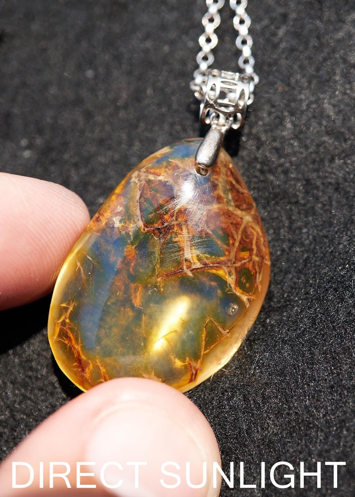 Authentic Dominican Blue Amber Carved Cabochon Pendant | 4 g - Larimar Creations