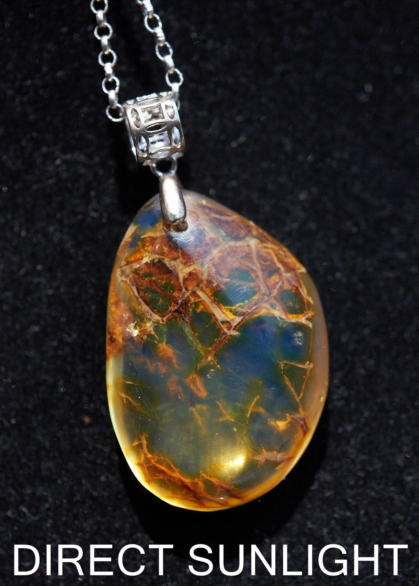 Authentic Dominican Blue Amber Carved Cabochon Pendant | 4 g - Larimar Creations
