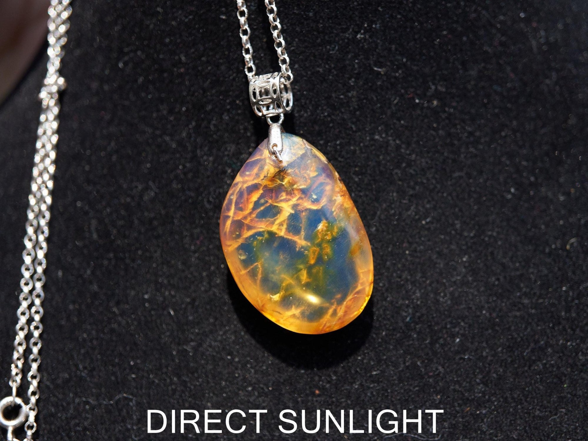 Authentic Dominican Blue Amber Carved Cabochon Pendant | 4 g - Larimar Creations