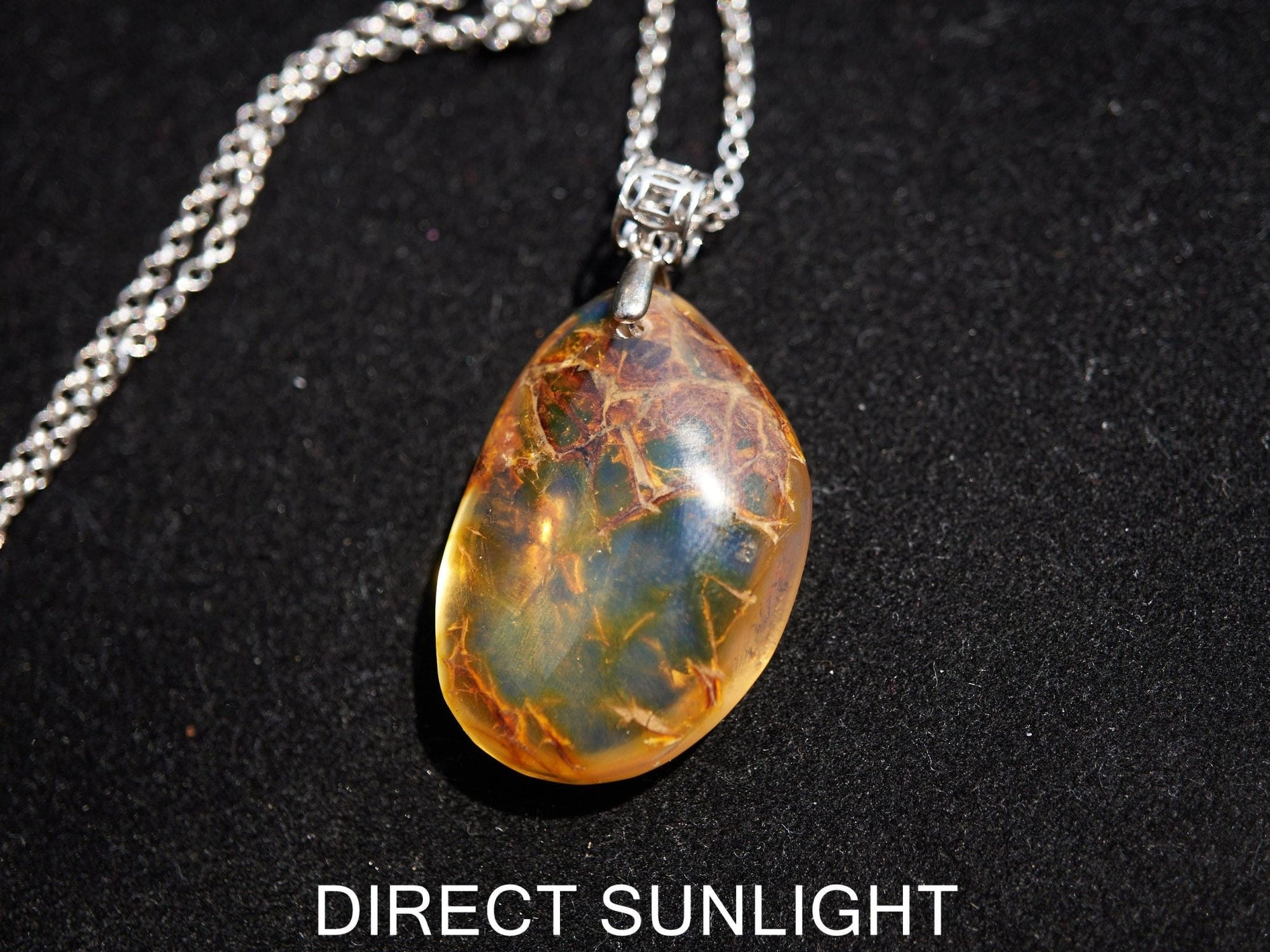 Authentic Dominican Blue Amber Carved Cabochon Pendant | 4 g - Larimar Creations