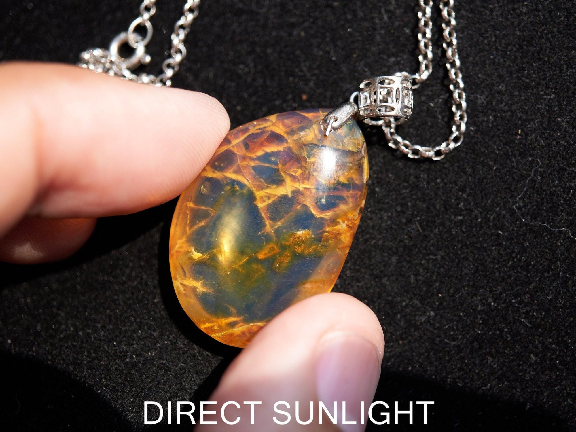 Authentic Dominican Blue Amber Carved Cabochon Pendant | 4 g - Larimar Creations