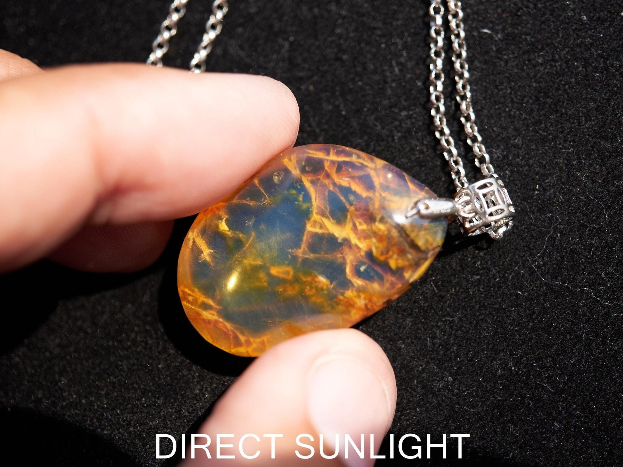 Authentic Dominican Blue Amber Carved Cabochon Pendant | 4 g - Larimar Creations