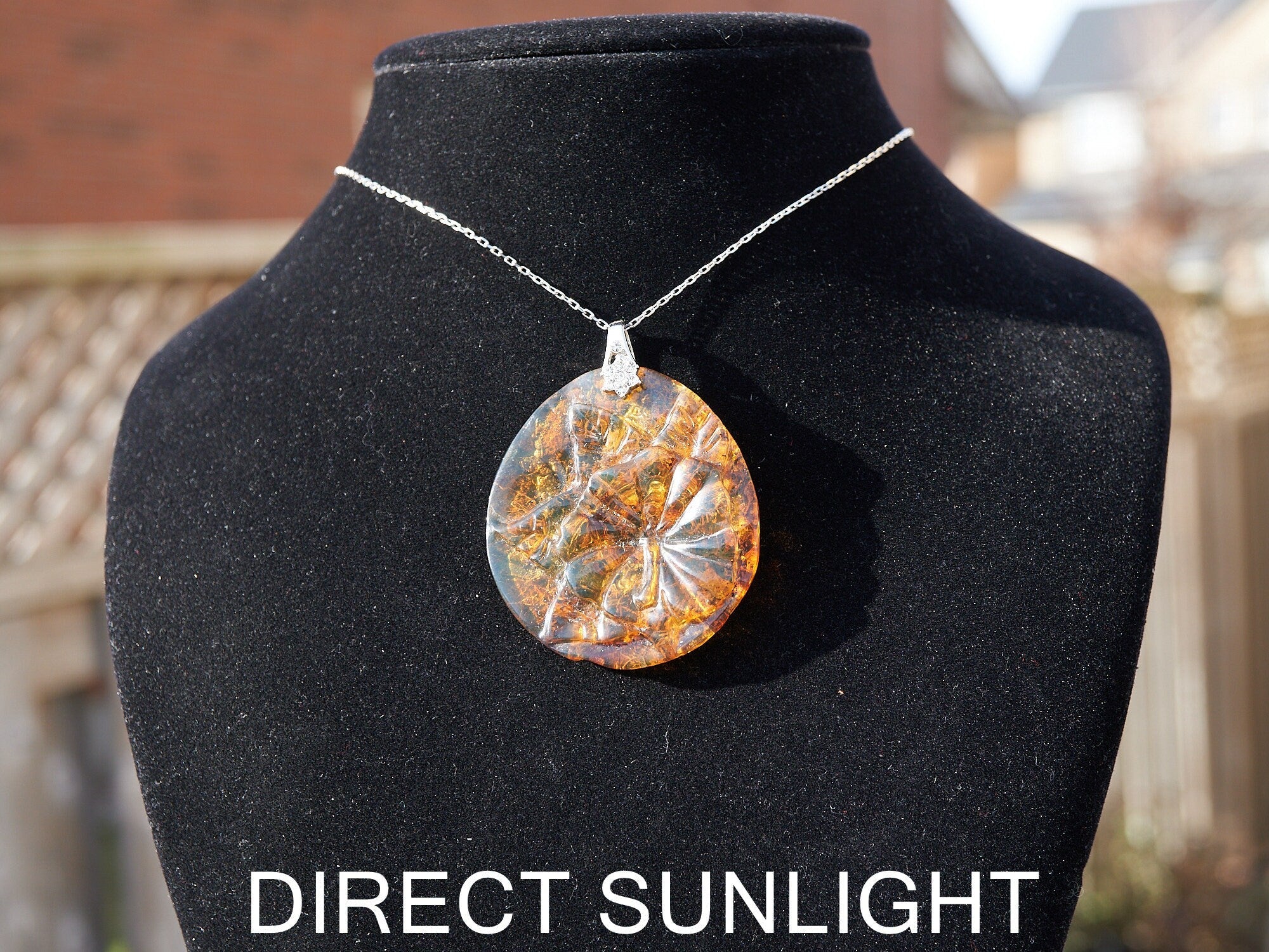 Authentic Dominican Blue Amber Flower Pendant | Hand‑Carved, 8.2 g - Larimar Creations