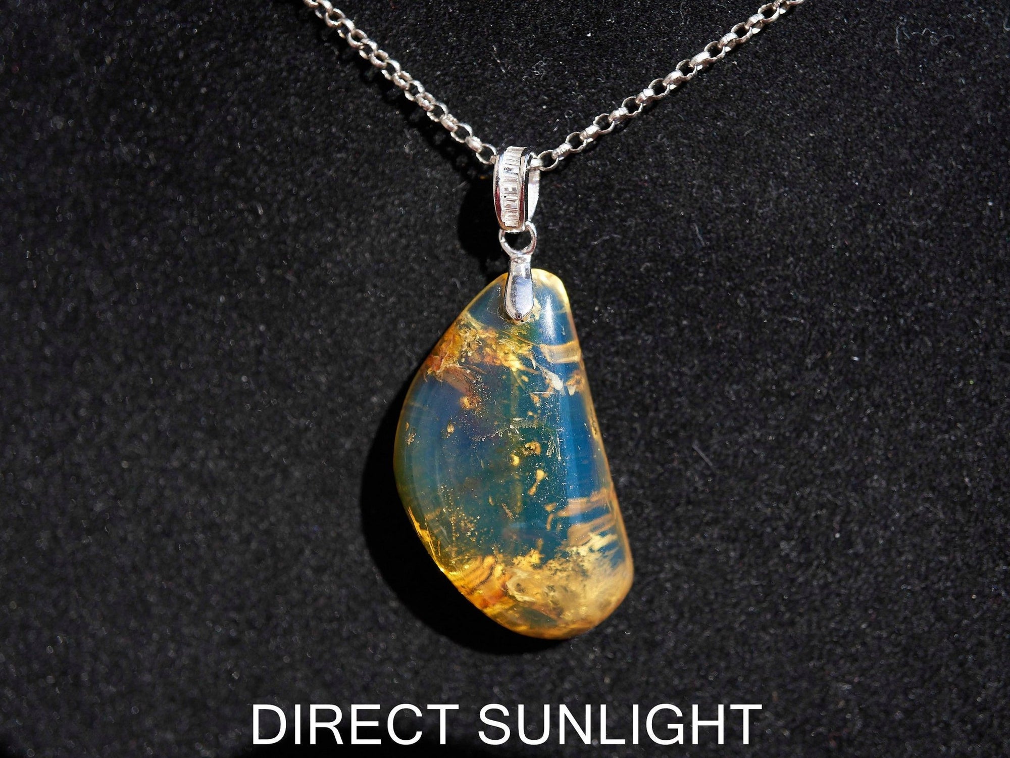 Authentic Dominican Blue Amber Pendant | 925 Silver - Larimar Creations
