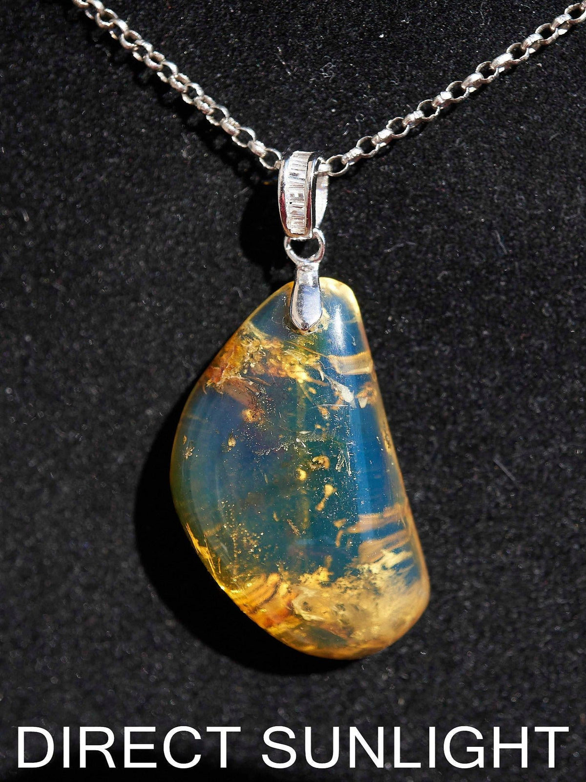 Authentic Dominican Blue Amber Pendant | 925 Silver - Larimar Creations