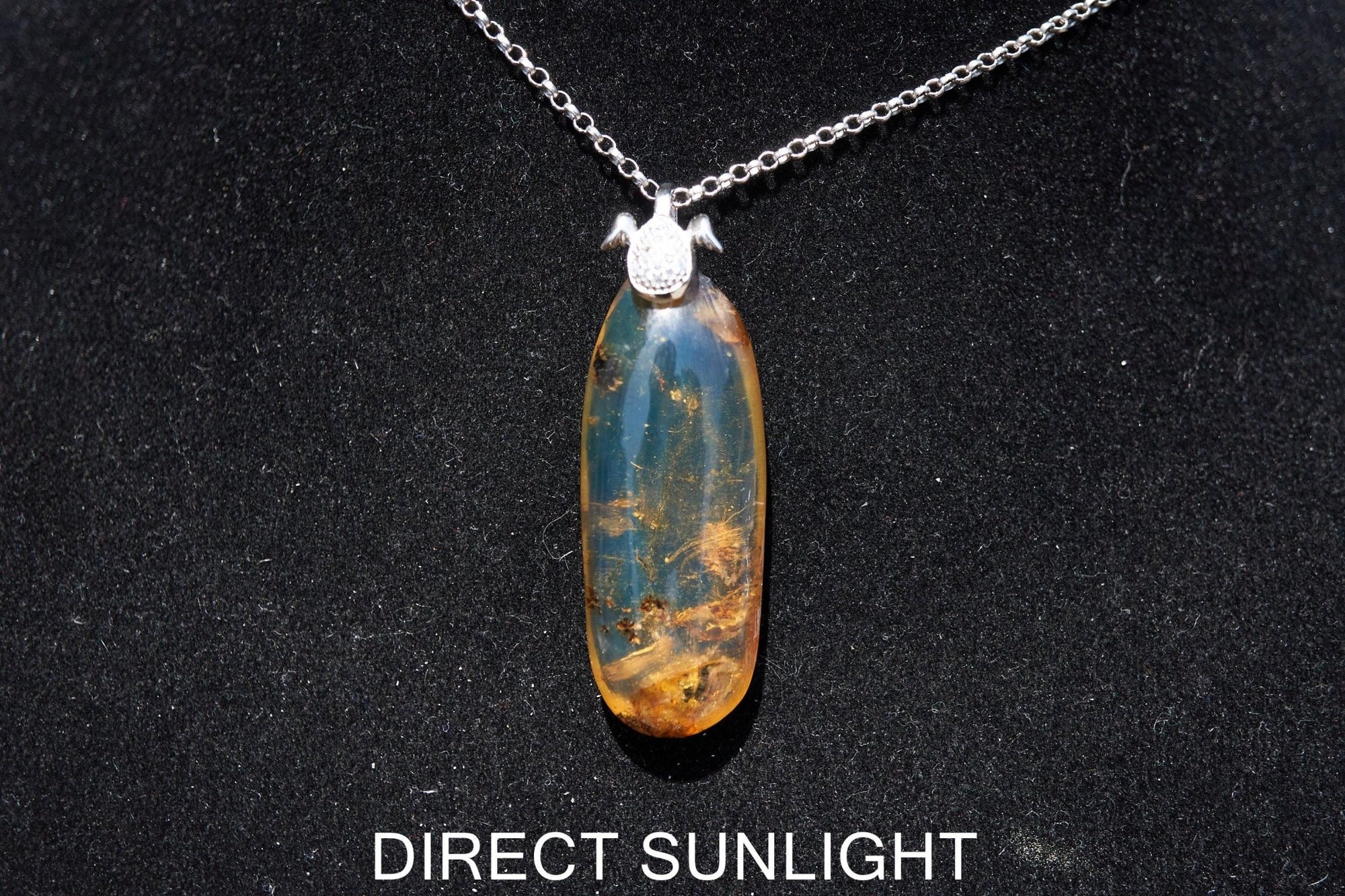 Authentic Dominican Blue Amber Pendant | 925 Silver - Larimar Creations