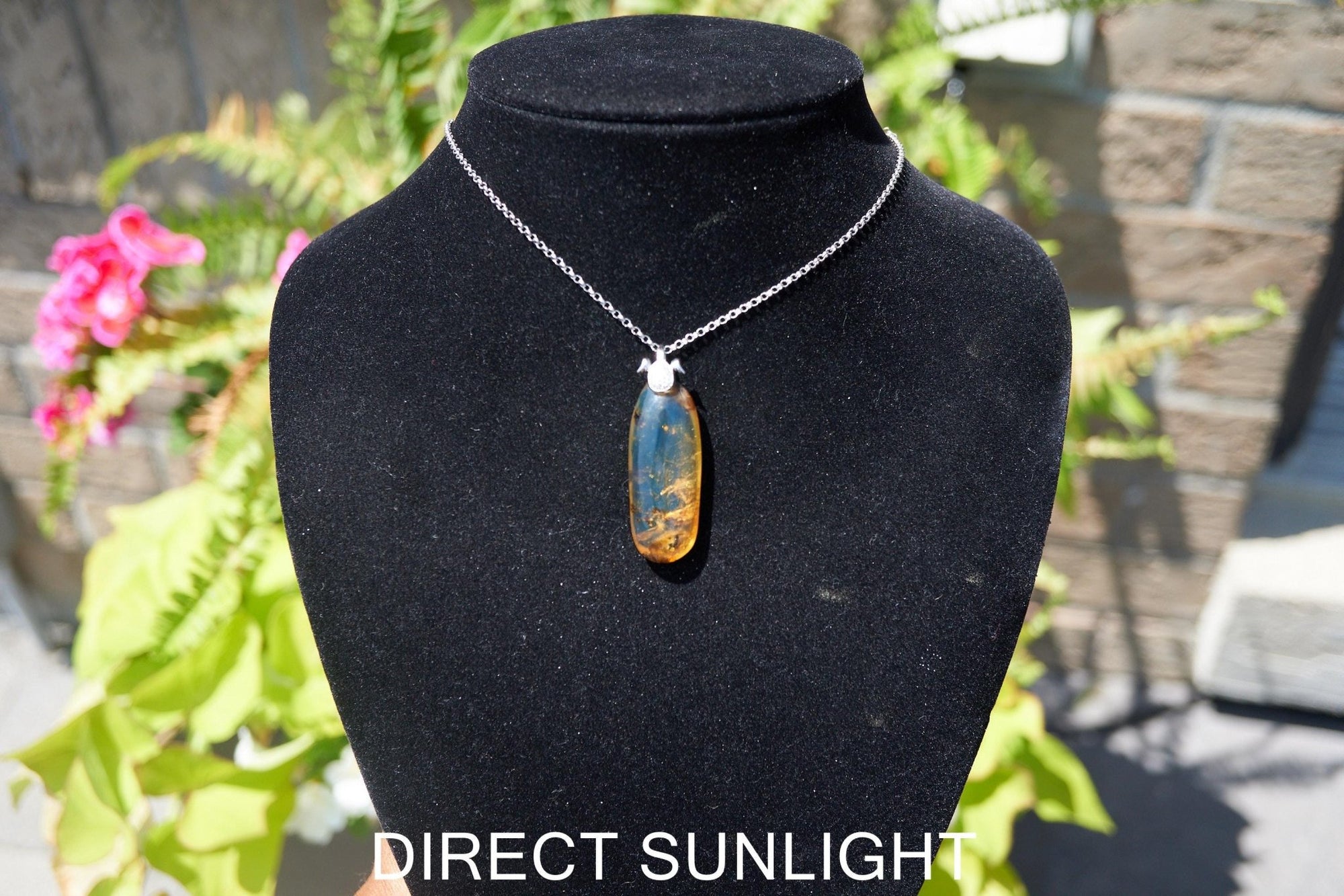 Authentic Dominican Blue Amber Pendant | 925 Silver - Larimar Creations