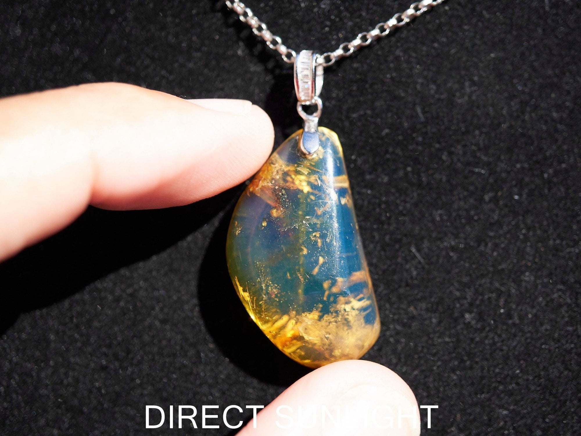 Authentic Dominican Blue Amber Pendant | 925 Silver - Larimar Creations