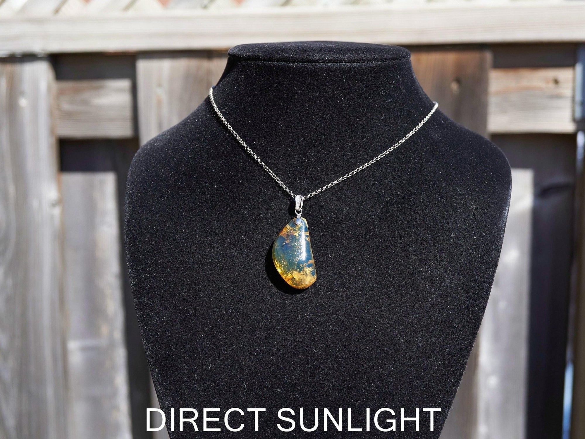 Authentic Dominican Blue Amber Pendant | 925 Silver - Larimar Creations