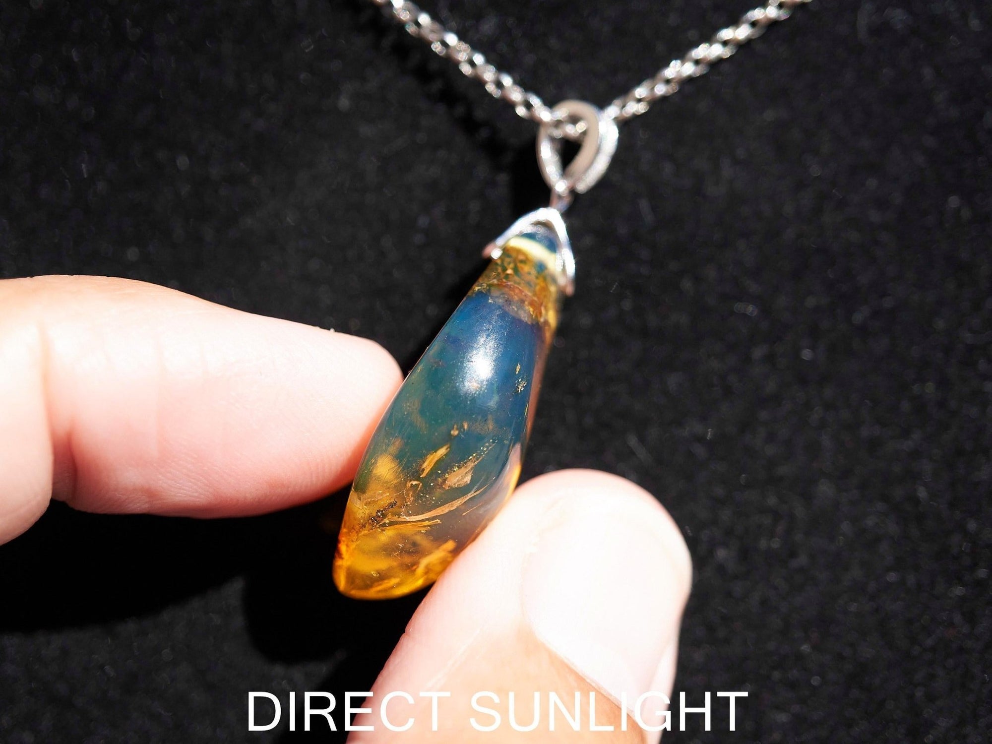 Authentic Dominican Blue Amber Pendant | 925 Silver - Larimar Creations