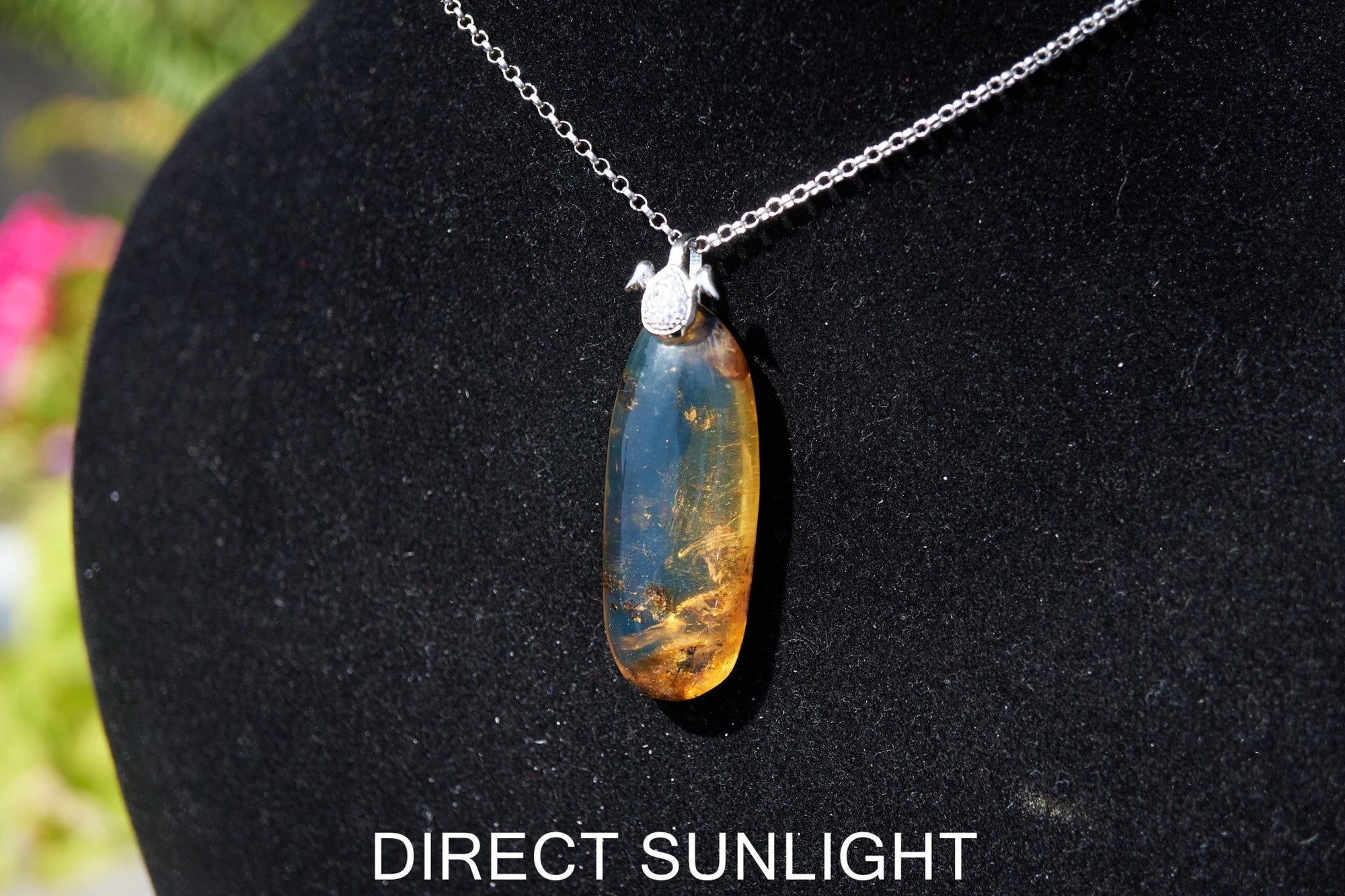 Authentic Dominican Blue Amber Pendant | 925 Silver - Larimar Creations