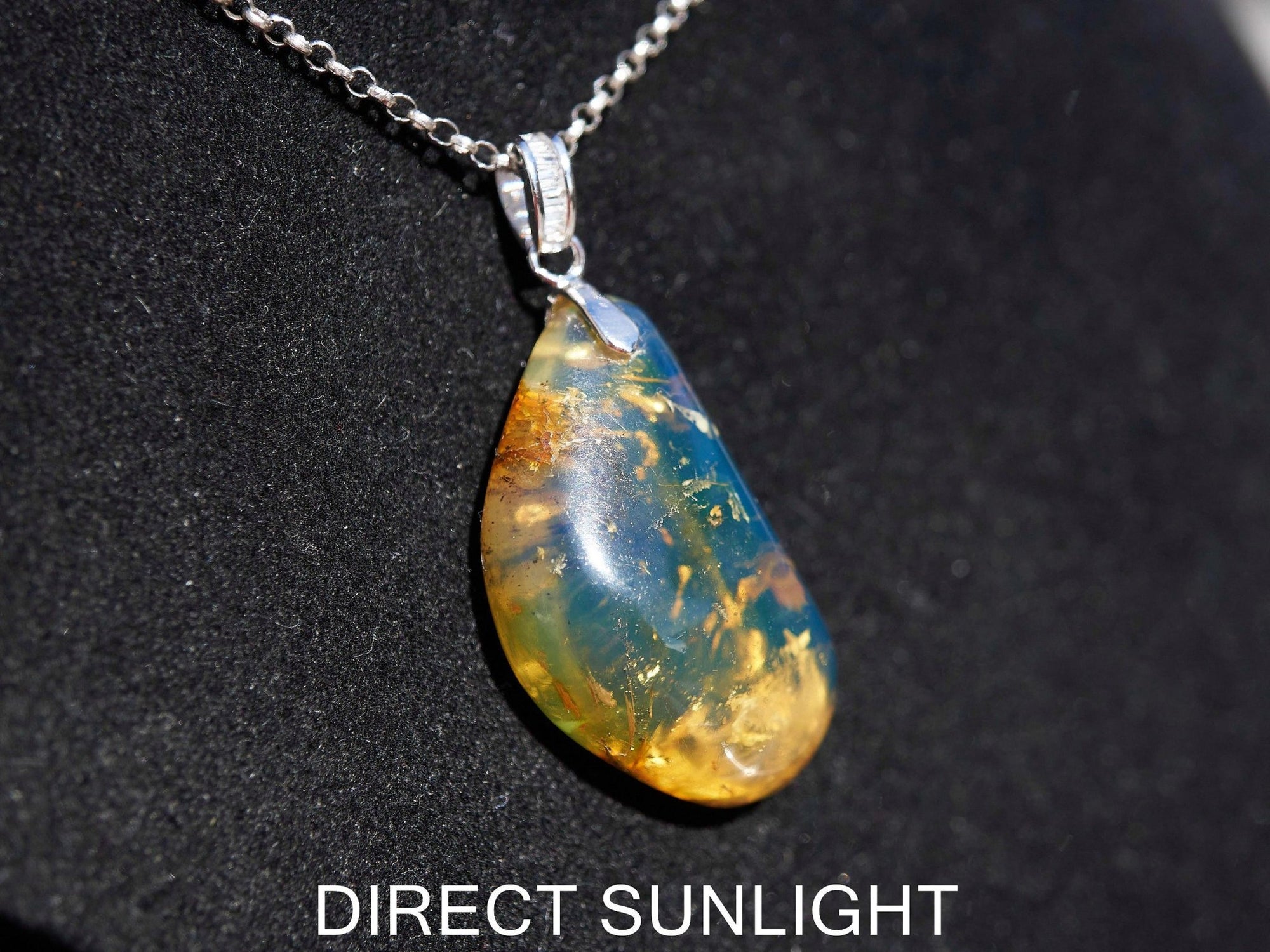 Authentic Dominican Blue Amber Pendant | 925 Silver - Larimar Creations