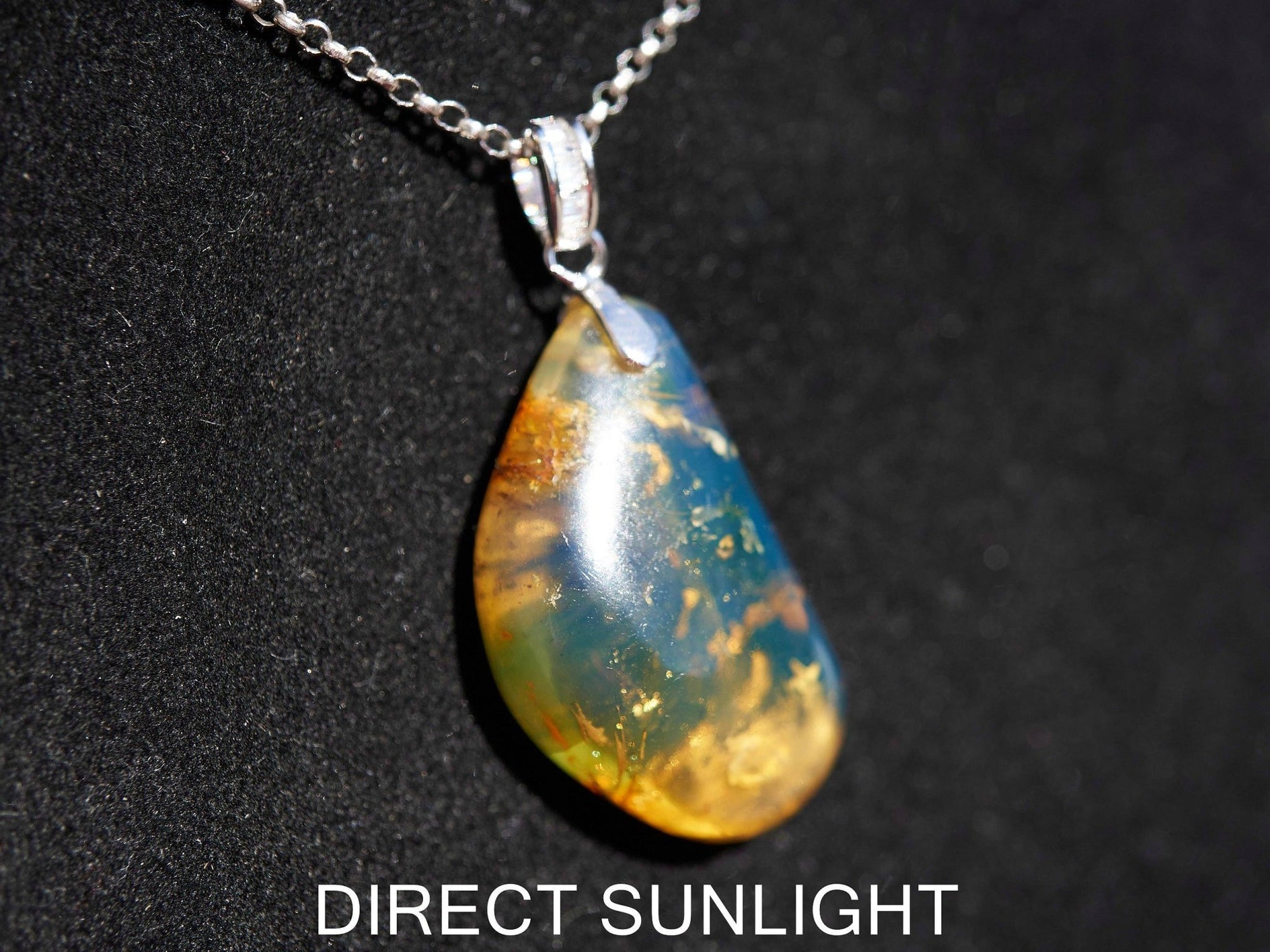 Authentic Dominican Blue Amber Pendant | 925 Silver - Larimar Creations