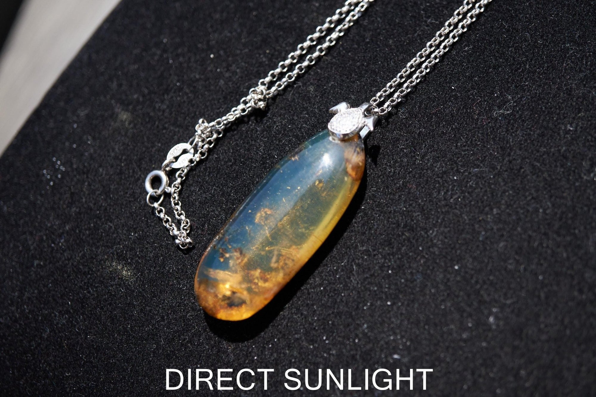 Authentic Dominican Blue Amber Pendant | 925 Silver - Larimar Creations