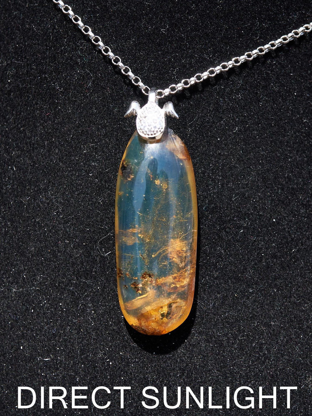 Authentic Dominican Blue Amber Pendant | 925 Silver - Larimar Creations