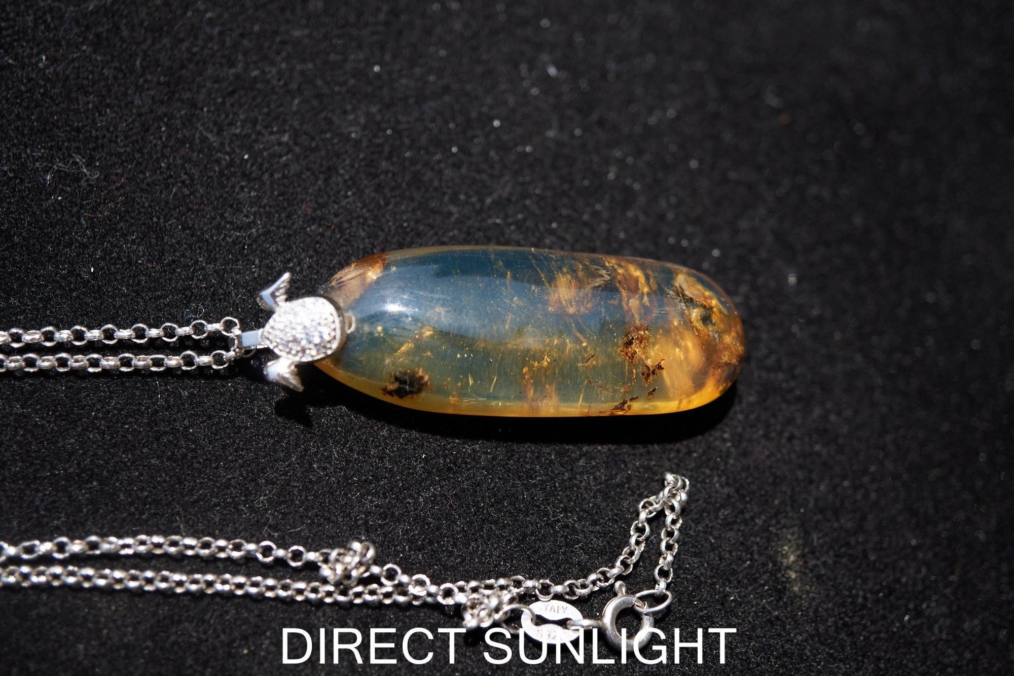 Authentic Dominican Blue Amber Pendant | 925 Silver - Larimar Creations