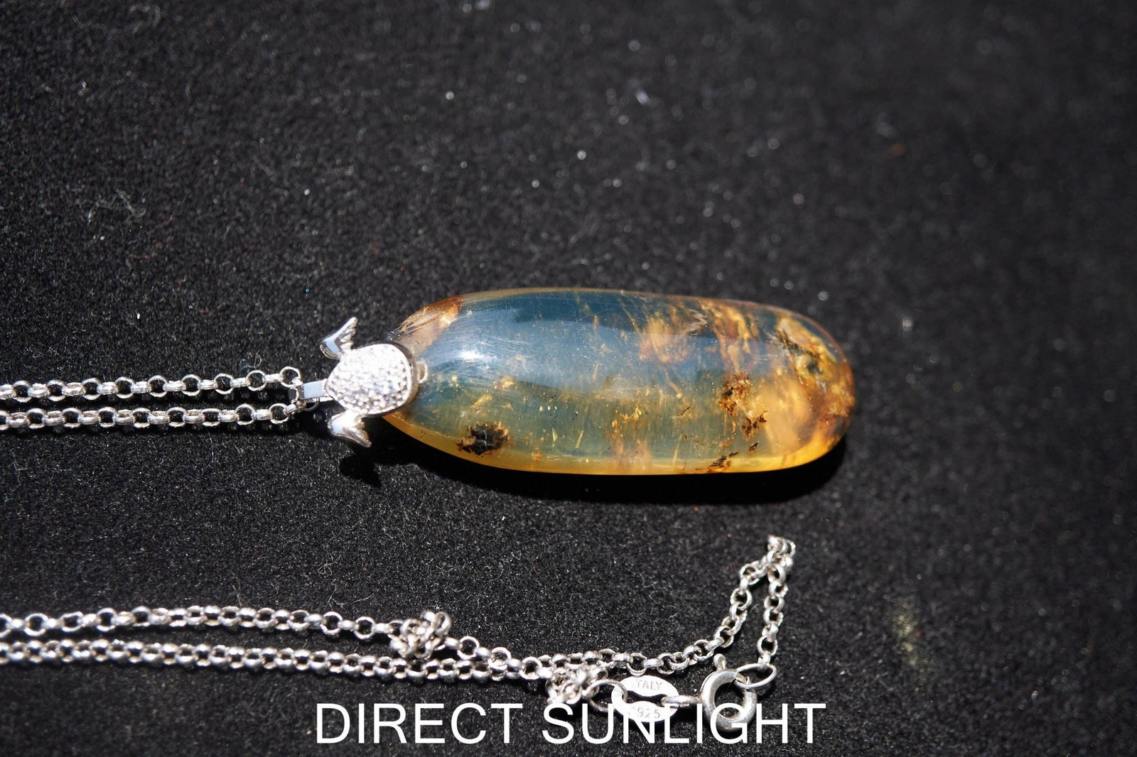 Authentic Dominican Blue Amber Pendant | 925 Silver - Larimar Creations