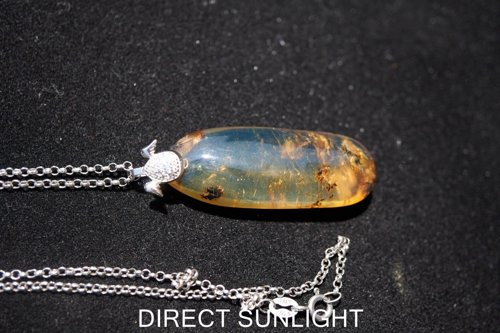 Authentic Dominican Blue Amber Pendant | 925 Silver - Larimar Creations