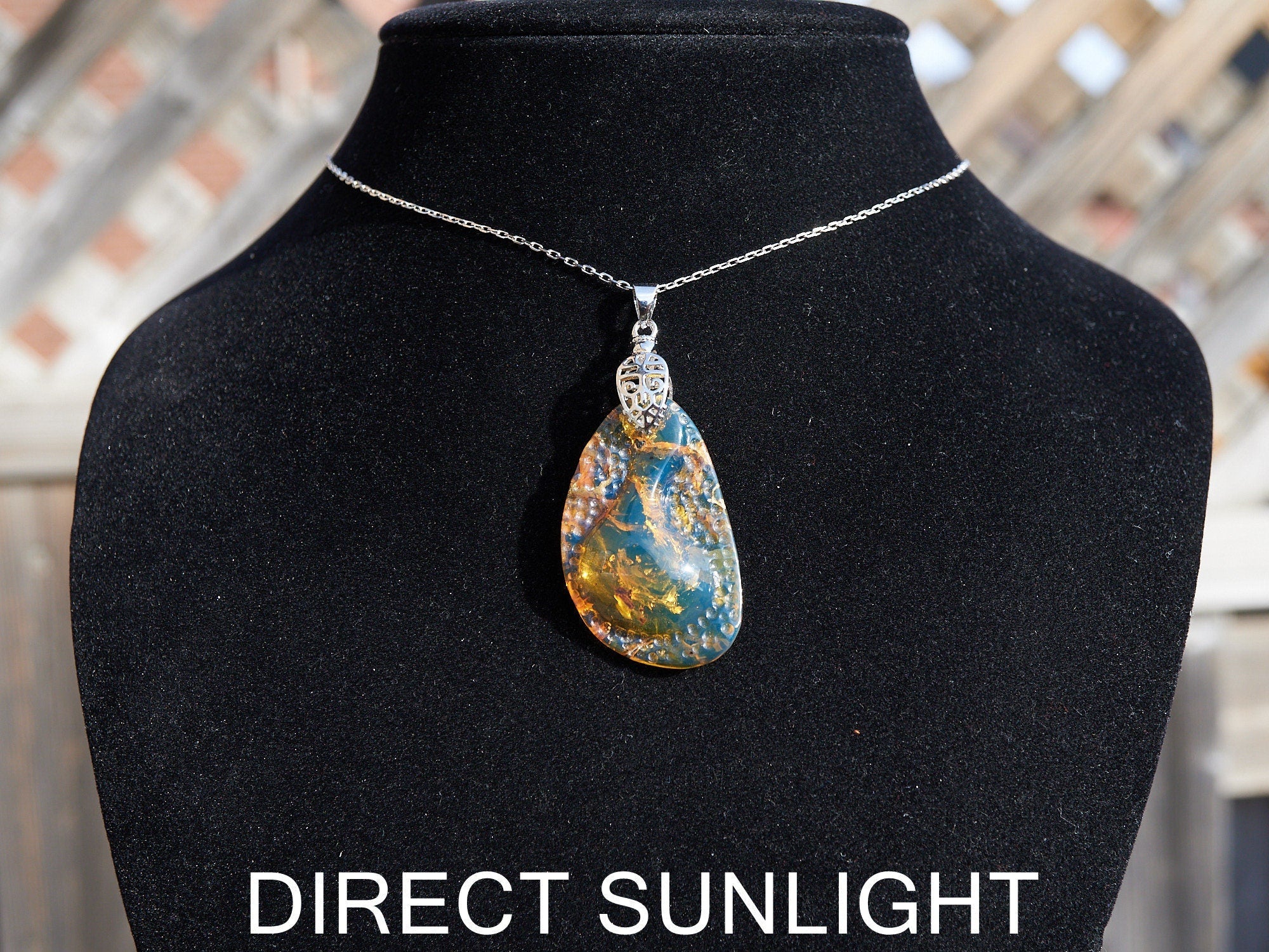 Authentic Dominican Blue Amber Polished Cabochon Pendant | 6 g - Larimar Creations
