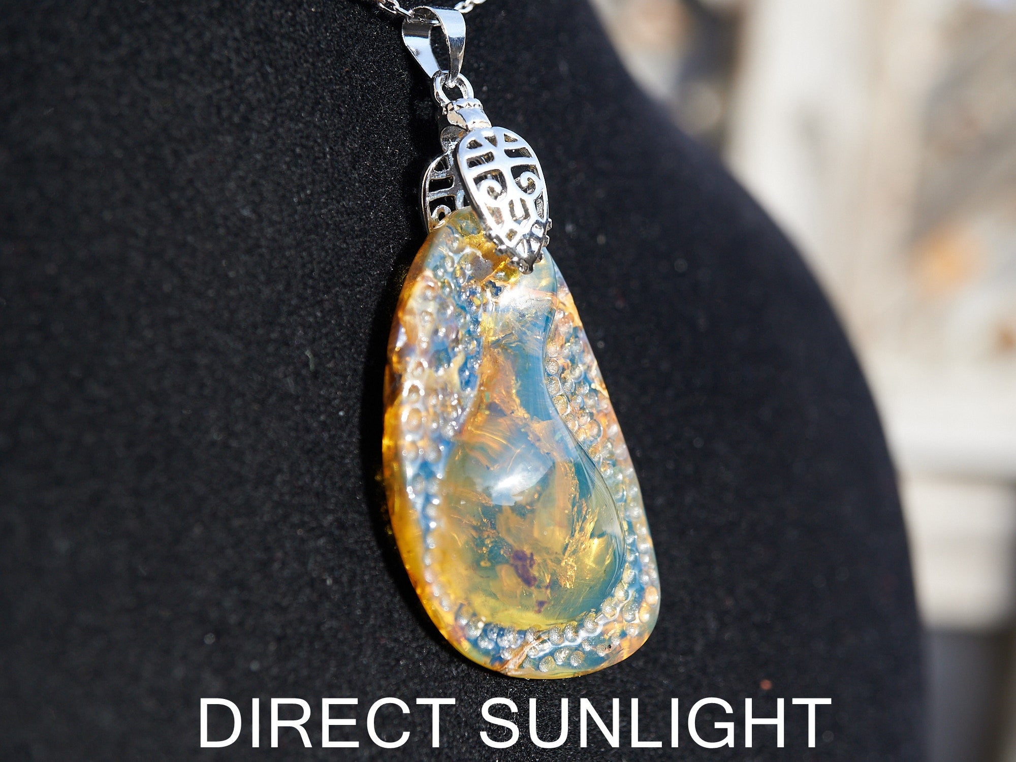 Authentic Dominican Blue Amber Polished Cabochon Pendant | 6 g - Larimar Creations