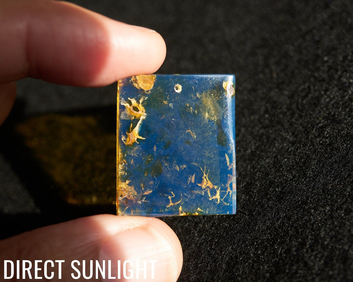 Authentic Dominican Blue Amber Rectangle Necklace | 5.1 g - Larimar Creations