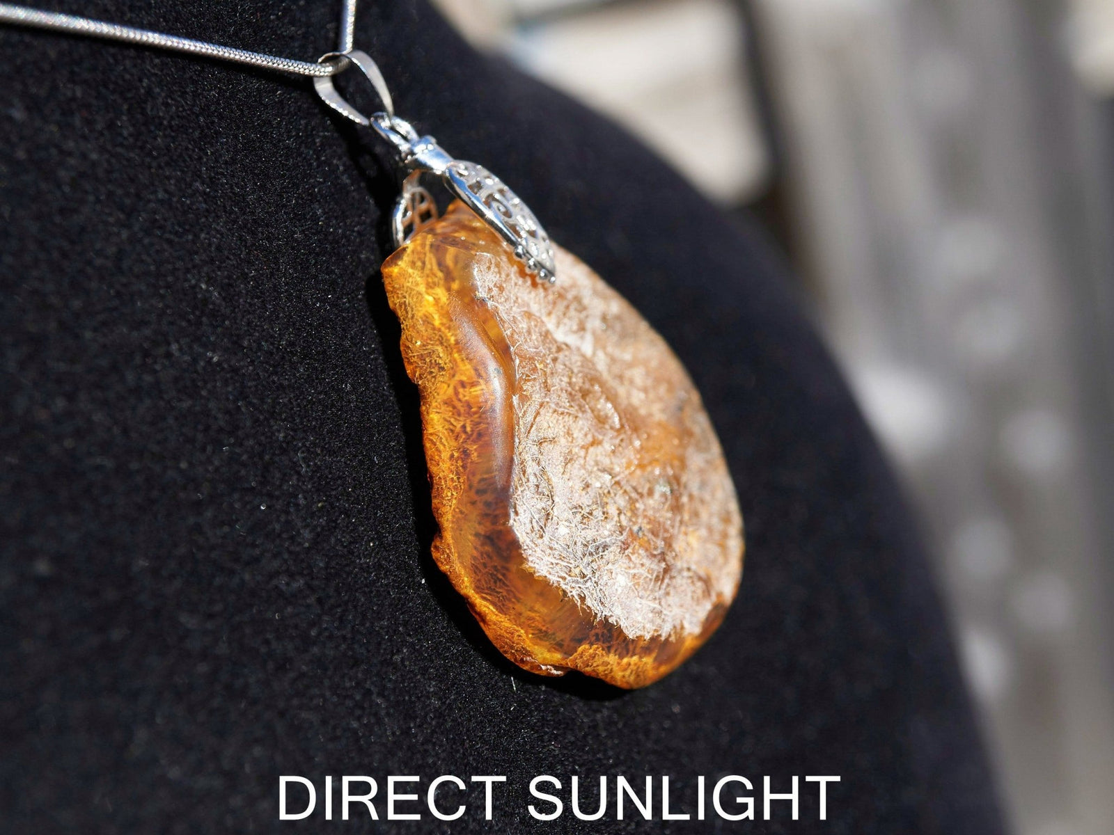 Authentic Dominican Blue Amber Round Pendant | 925 Silver - Larimar Creations
