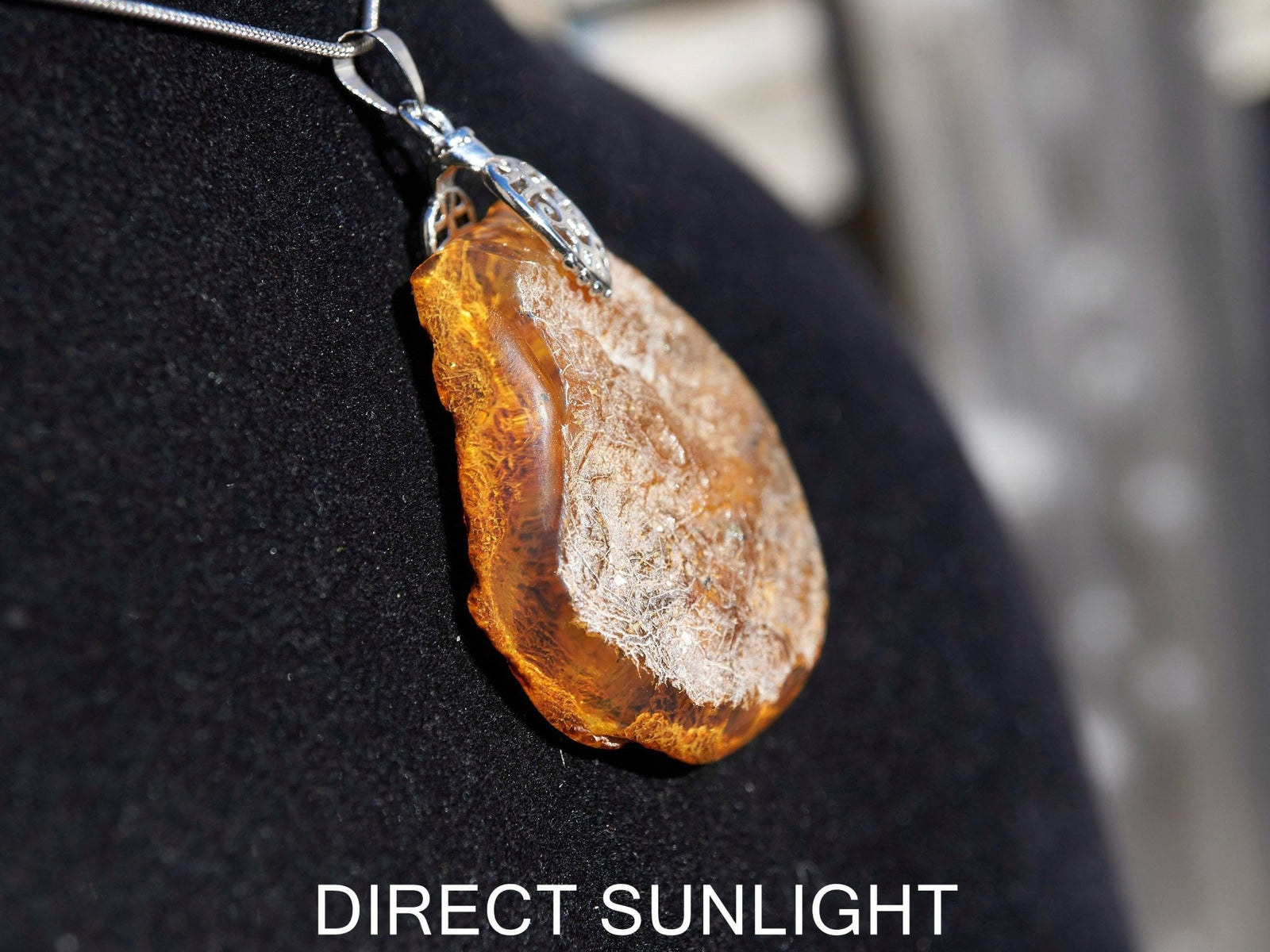 Authentic Dominican Blue Amber Round Pendant | 925 Silver - Larimar Creations