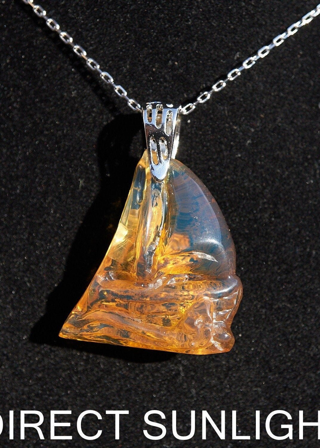 Authentic Dominican Blue Amber Sailing Boat Pendant | Nautical Gift, 925 Silver - Larimar Creations