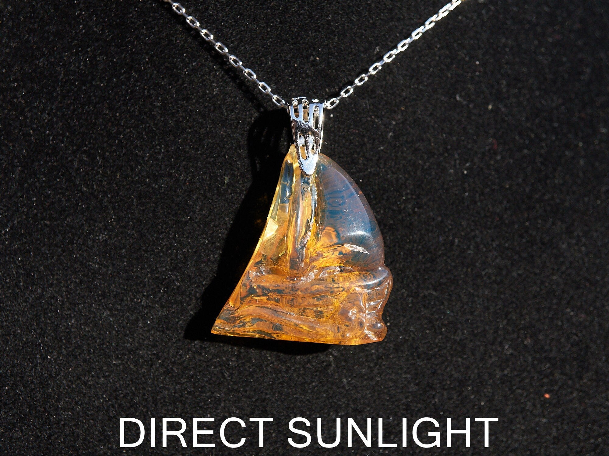 Authentic Dominican Blue Amber Sailing Boat Pendant | Nautical Gift, 925 Silver - Larimar Creations