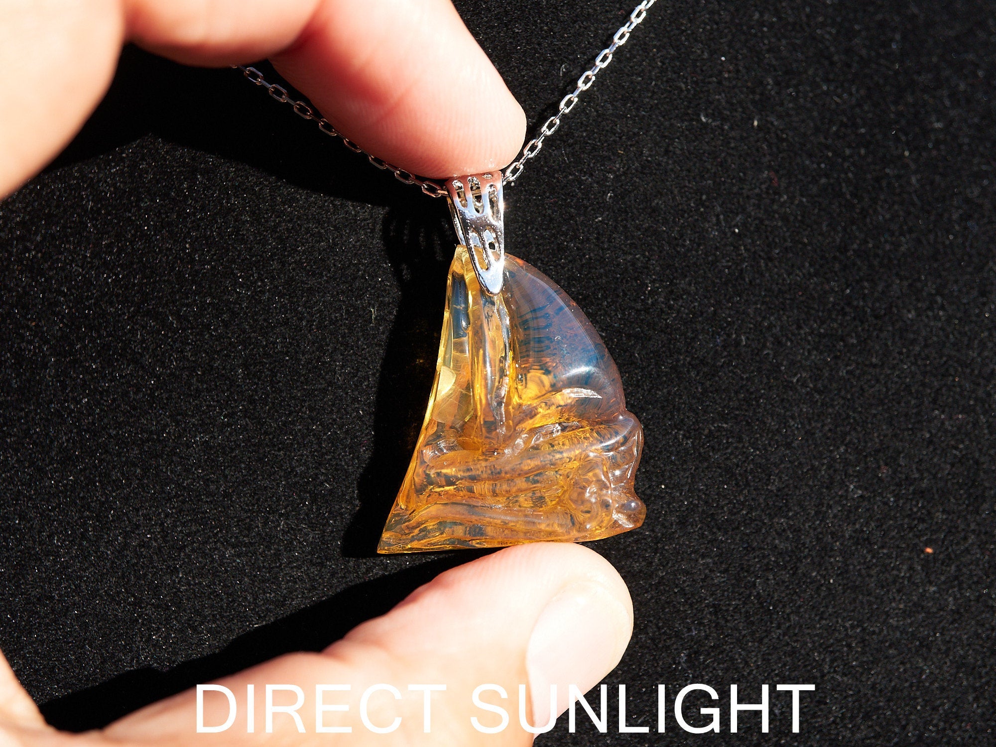 Authentic Dominican Blue Amber Sailing Boat Pendant | Nautical Gift, 925 Silver - Larimar Creations