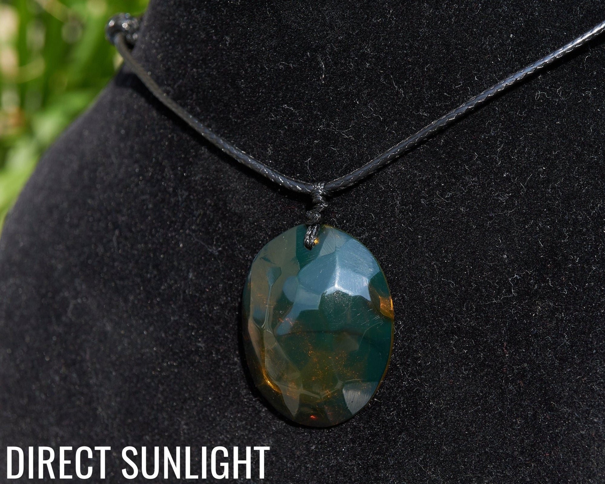 Authentic Dominican Blue &amp; Green Amber Cabochon Pendant | 4.7 g - Larimar Creations