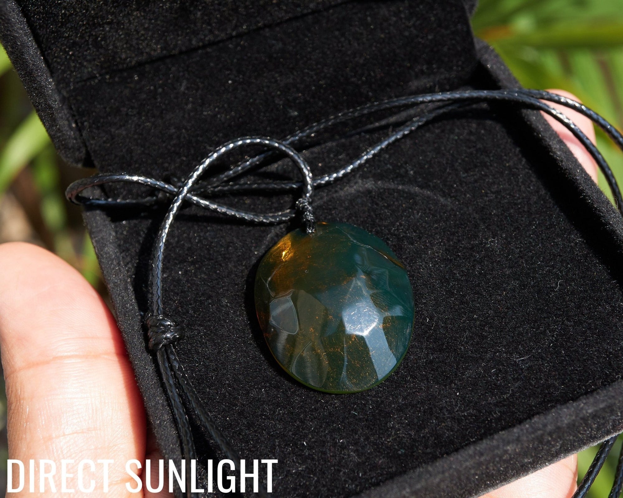 Authentic Dominican Blue &amp; Green Amber Cabochon Pendant | 4.7 g - Larimar Creations