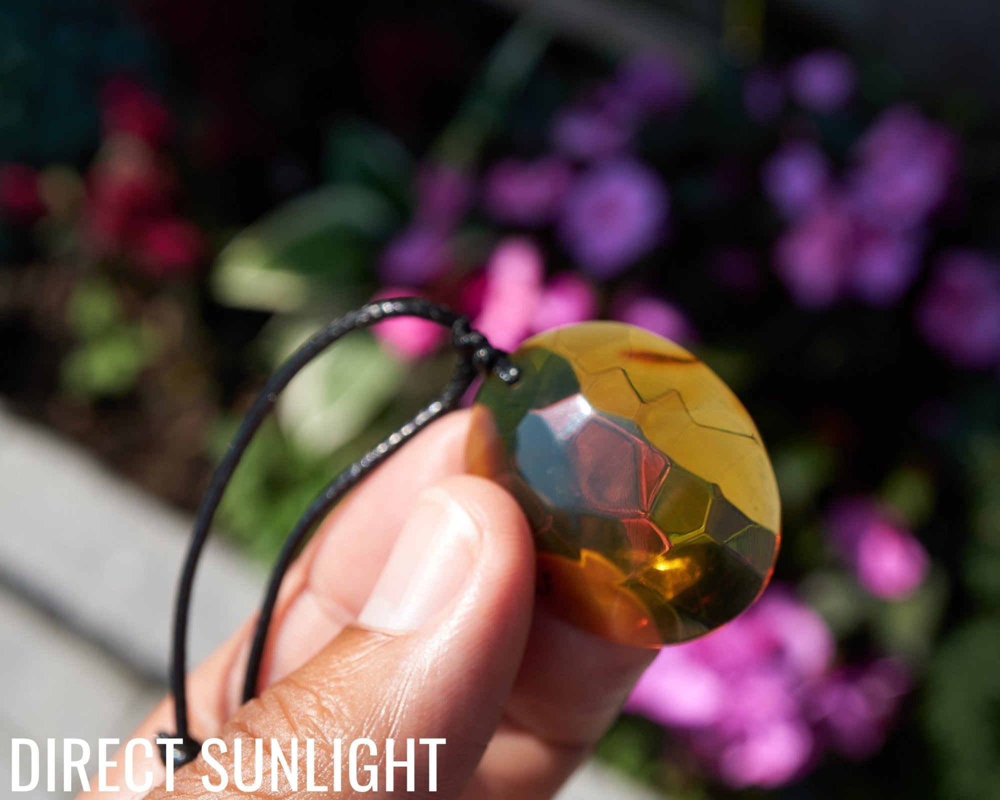 Authentic Dominican Blue &amp; Green Amber Cabochon Pendant | 4.7 g - Larimar Creations